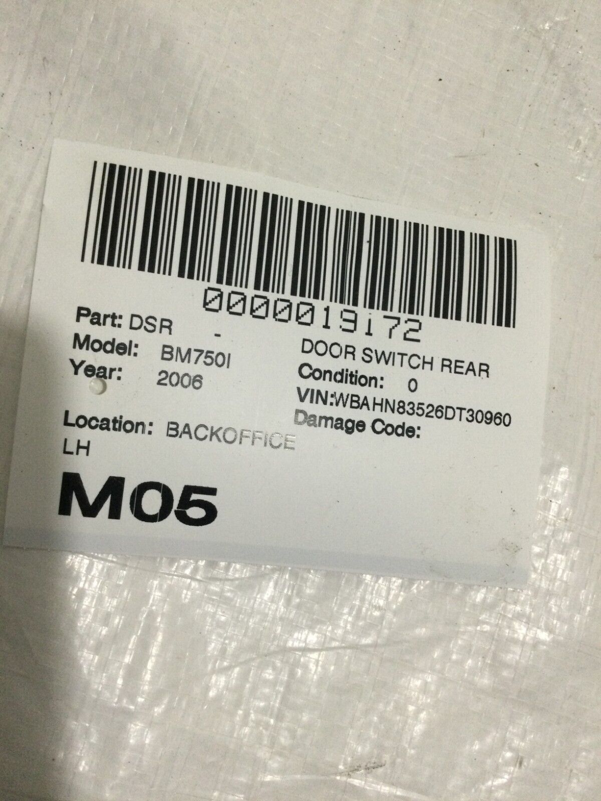 2006 BMW 750I 750I Rear Left Door Switch OEM