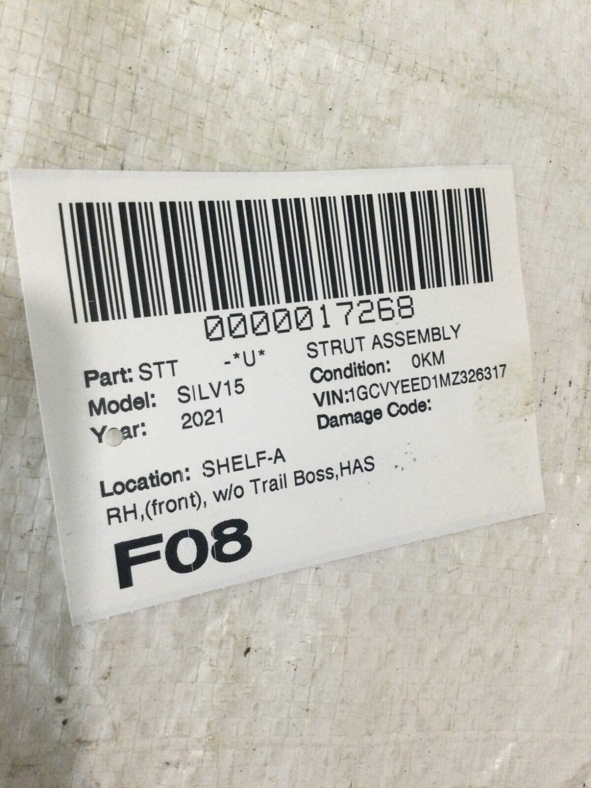 2021 Chevrolet Silverado 1500 Front Right Shock Strut Assembly OEM