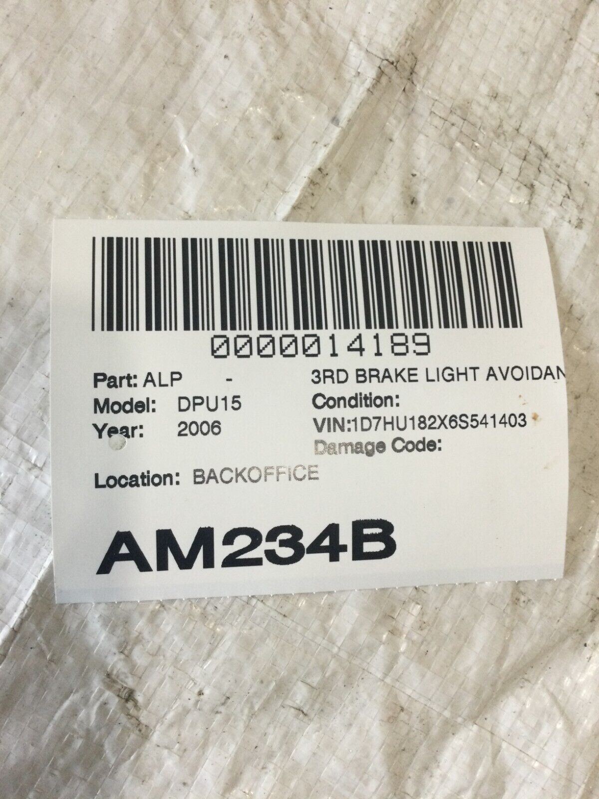 02-08 Dodge 1500 Pickup Third Brake High Mounted Stop Light Lamp  03 04 05 OEM