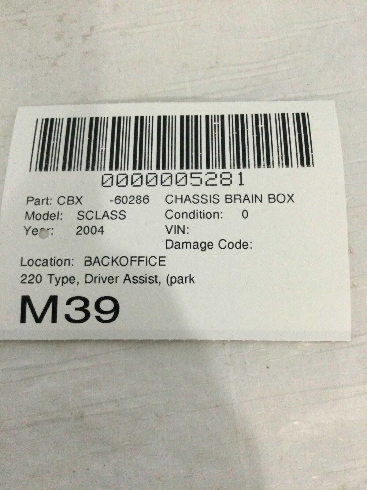 2004 Mercedes S S430 Park Assist Parking Control Module OEM