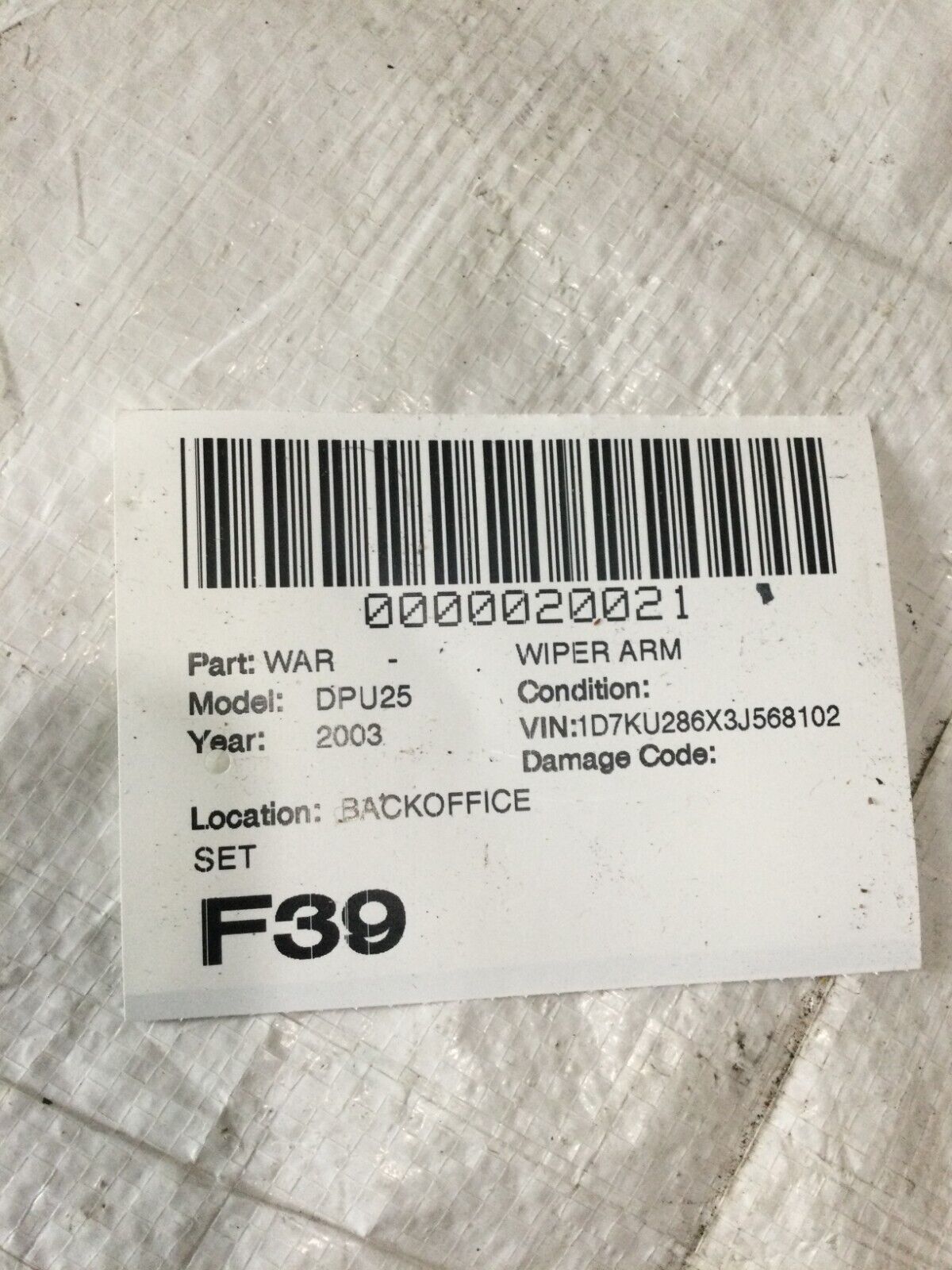 2003 Dodge Ram 2500 Wiper Arm Set OEM