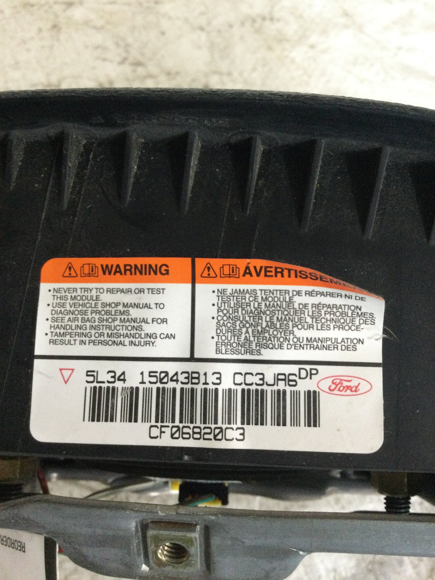 2007 FORD F150 F-150 LEFT DRIVER SIDE STEERING WHEEL AIRBAG AIR BAG BLACK