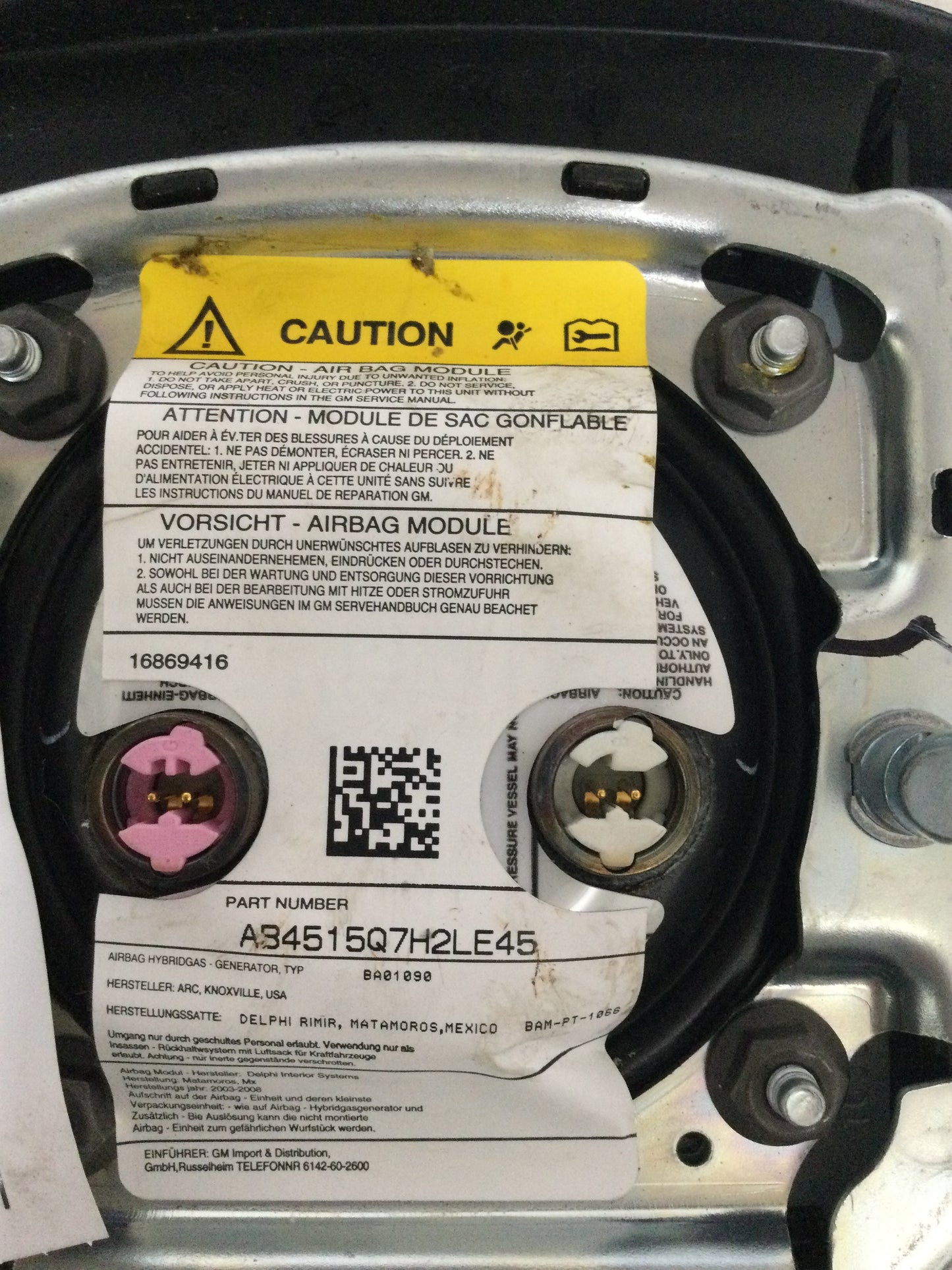 2007 Cadillac Escalade Front Left Driver Side Steering Wheel Air Bag