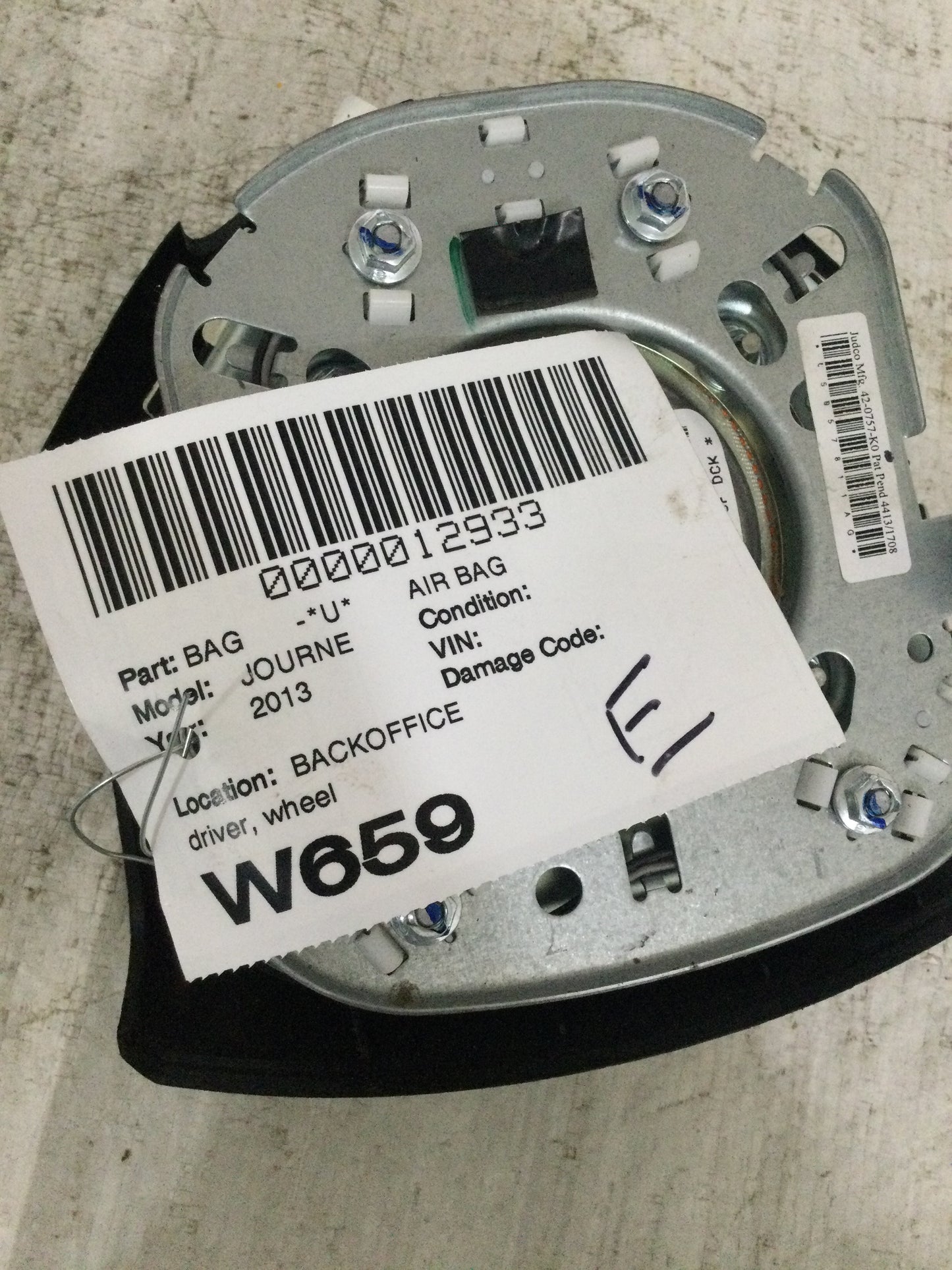 2013 DODGE JOURNEY DRIVER WHEEL AIRBAG