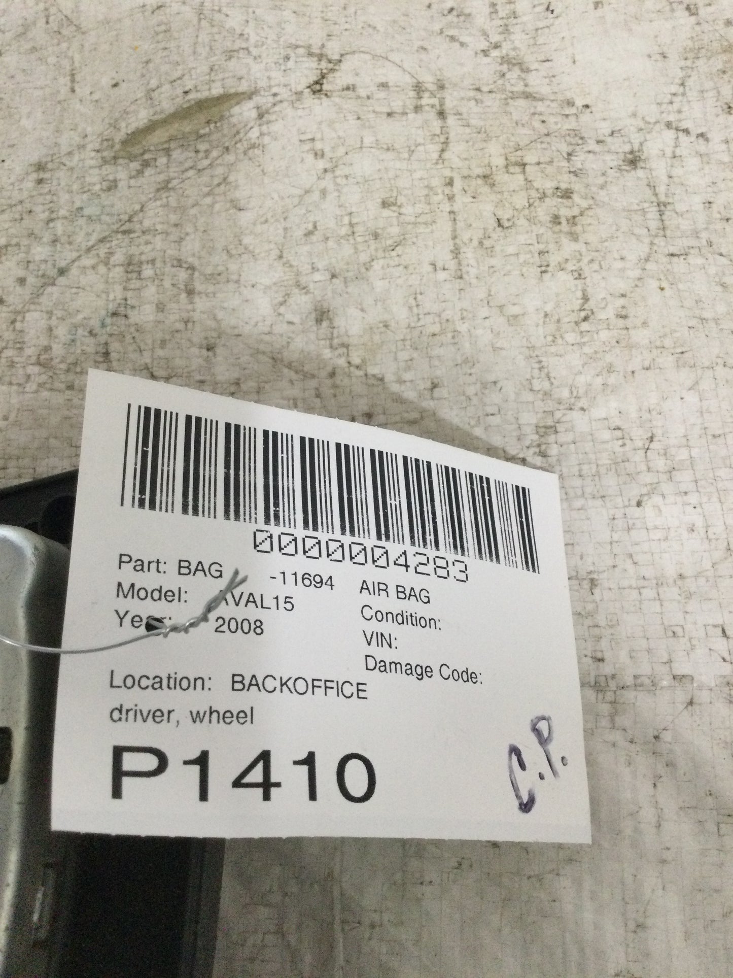 2008 Chevrolet Avalanche 1500 Driver Wheel Air Bag