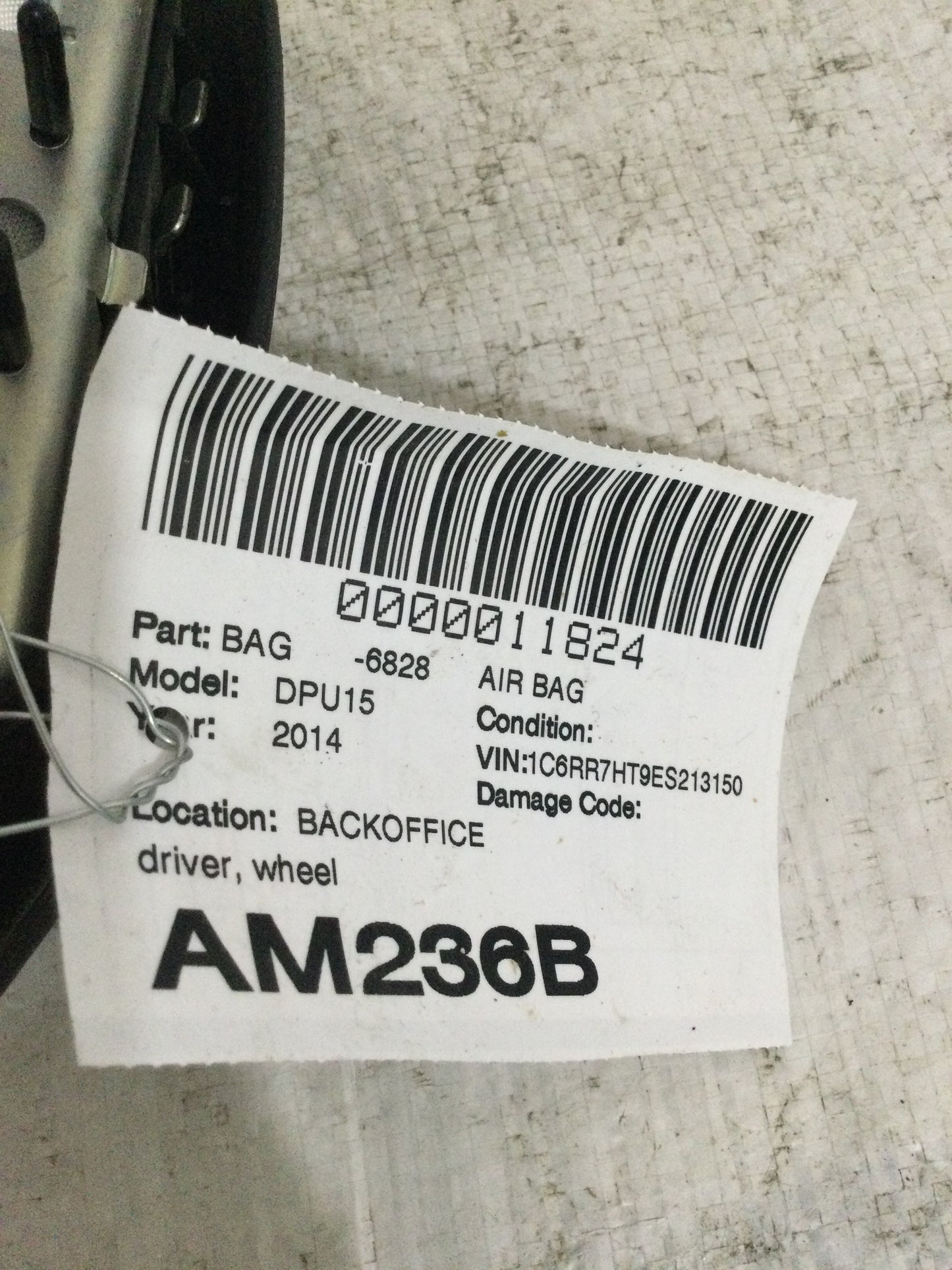 2014 DODGE RAM PICKUP 1500 DRIVER WHEEL AIRBAG