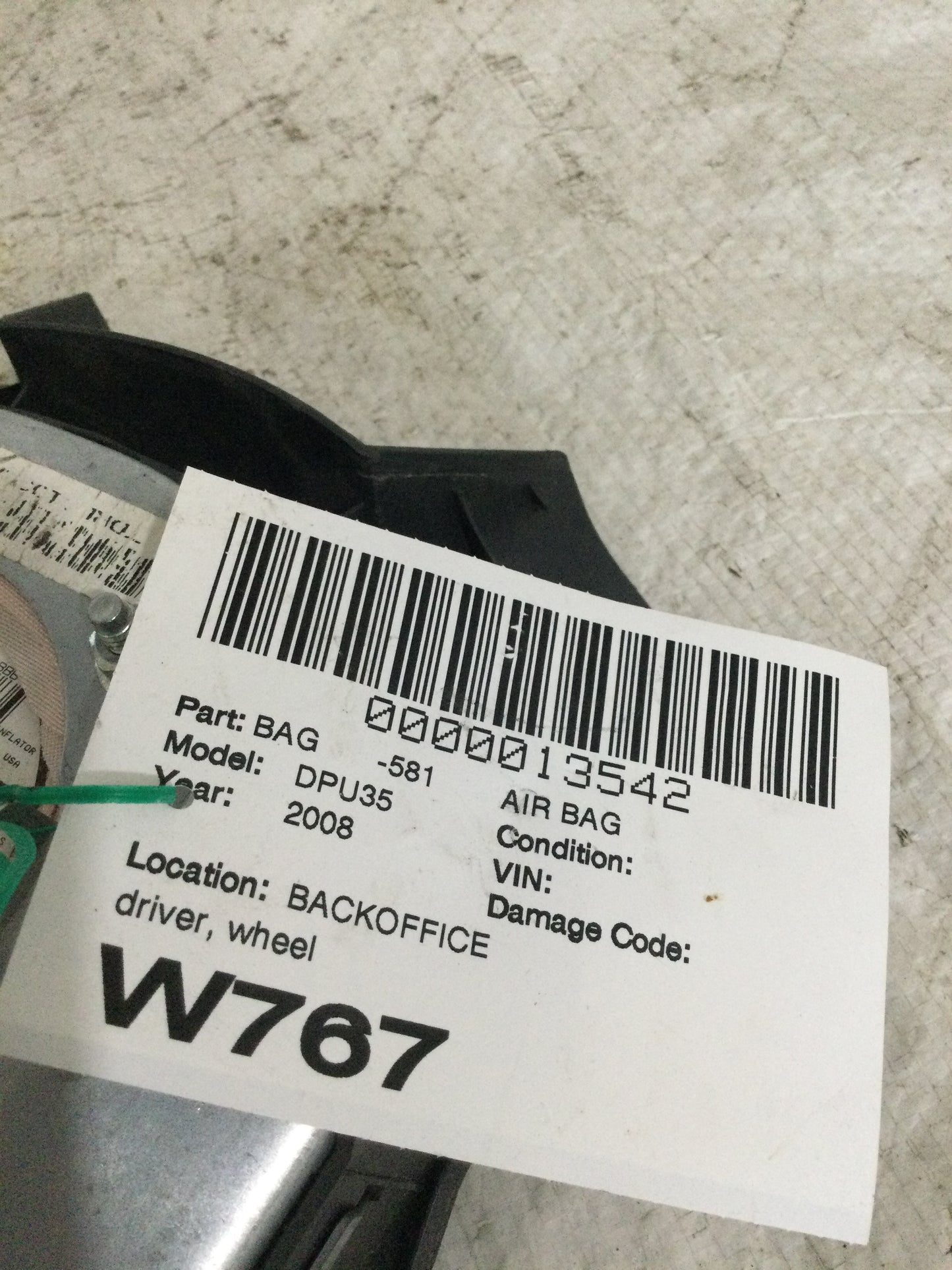 2008 DODGE RAM PICKUP 3500 DRIVER WHEEL AIRBAG