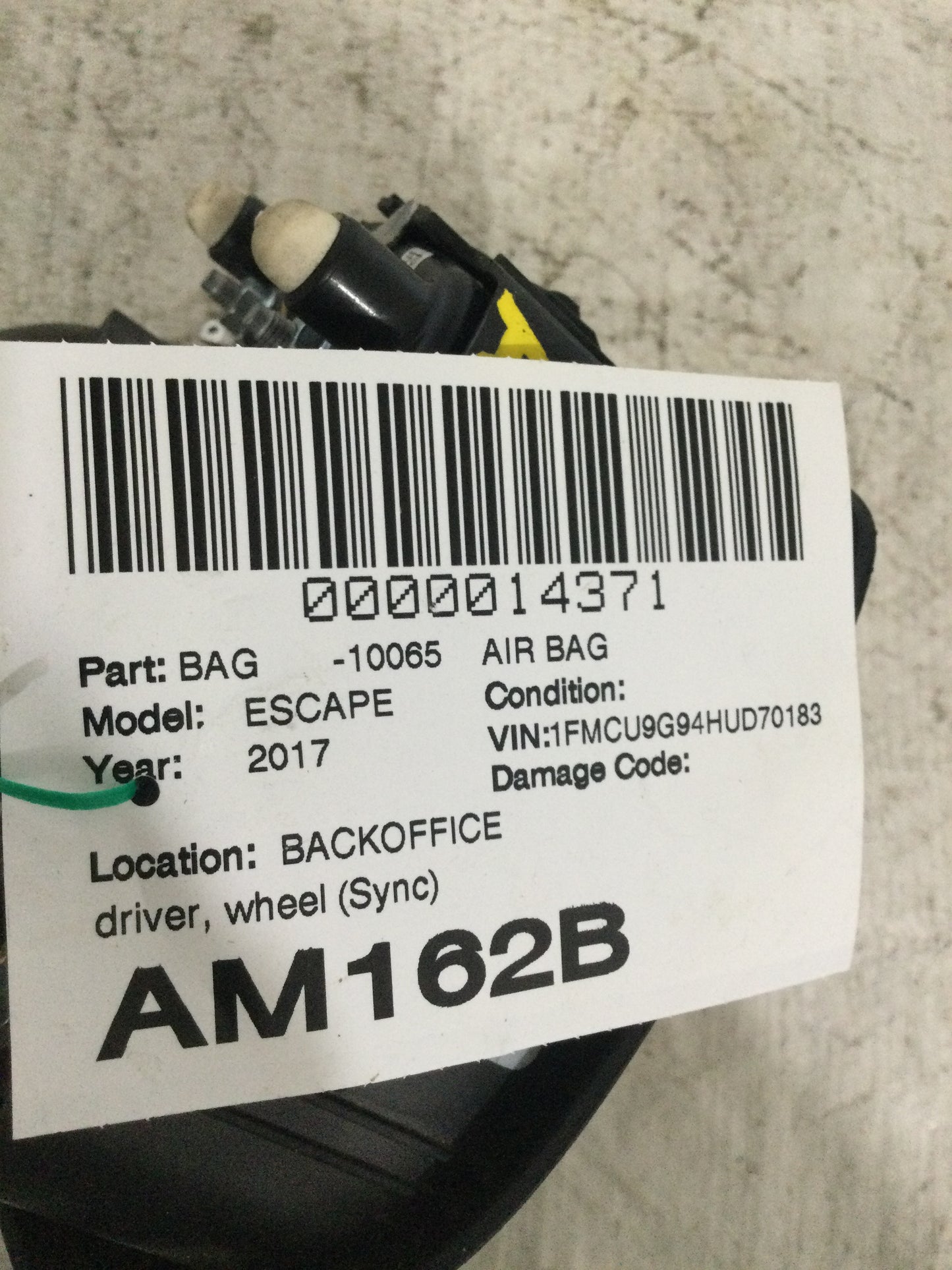 2017 FORD Escape DRIVER WHEEL AIRBAG