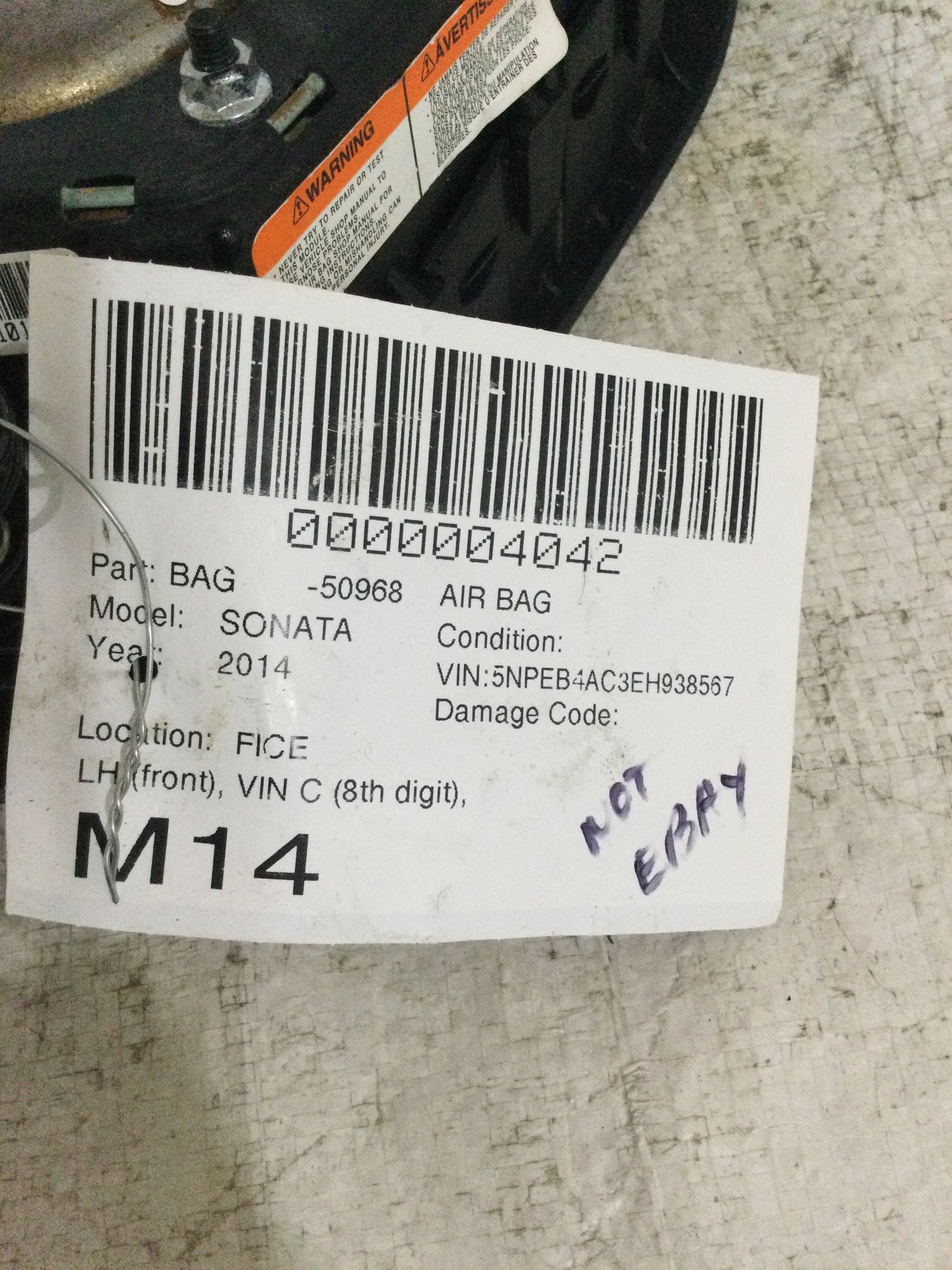 2014 Hyundai Sonata DRIVER WHEEL AIRBAG