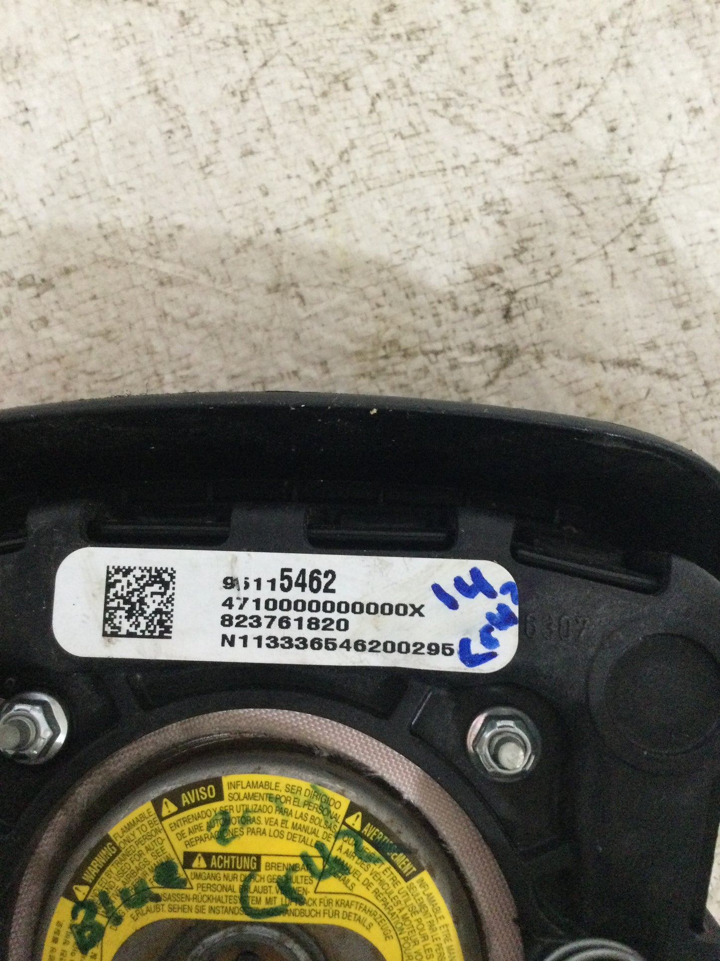 2014 CHEVROLET CRUZE DRIVER WHEEL AIRBAG