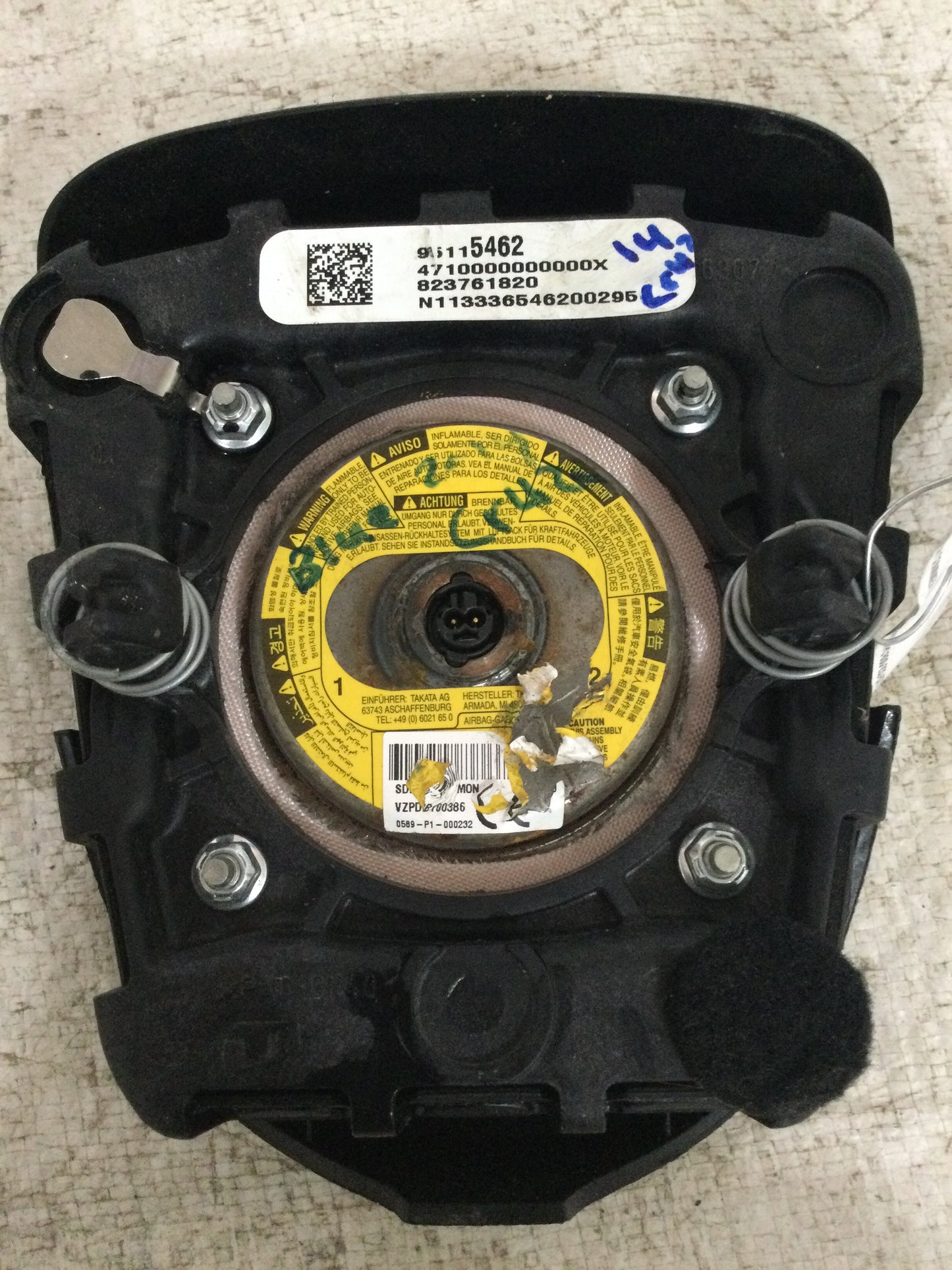 2014 CHEVROLET CRUZE DRIVER WHEEL AIRBAG