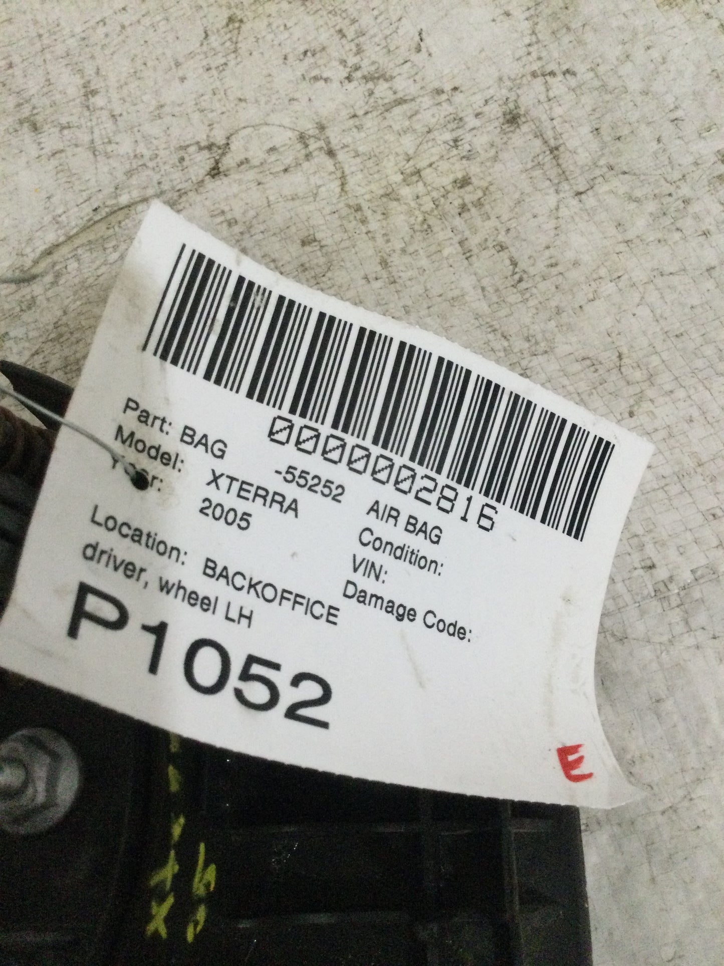 2005 NISSAN XTERRA DRIVER WHEEL AIRBAG