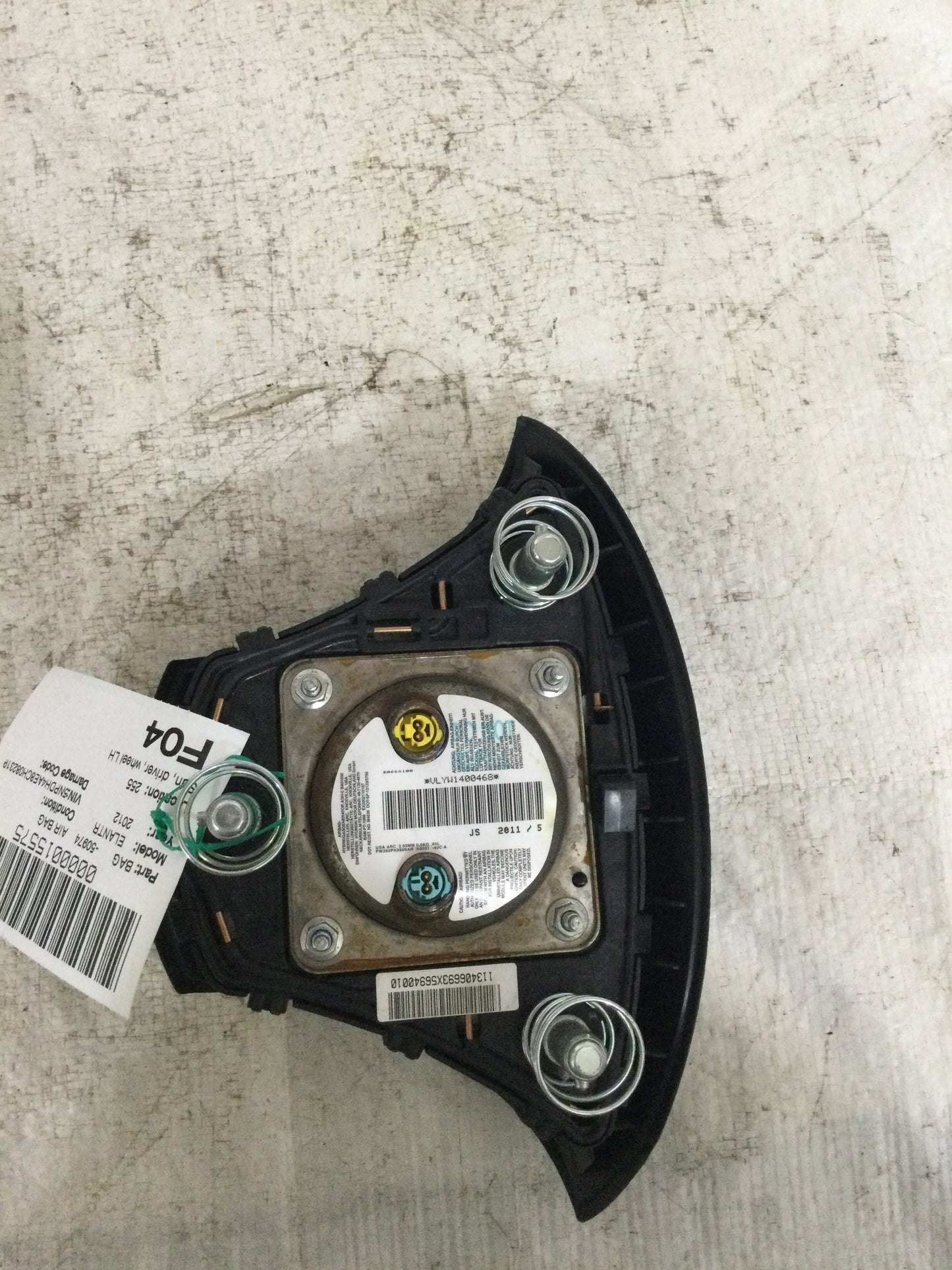 2012 HYUNDAI ELANTRA DRIVER WHEEL AIRBAG