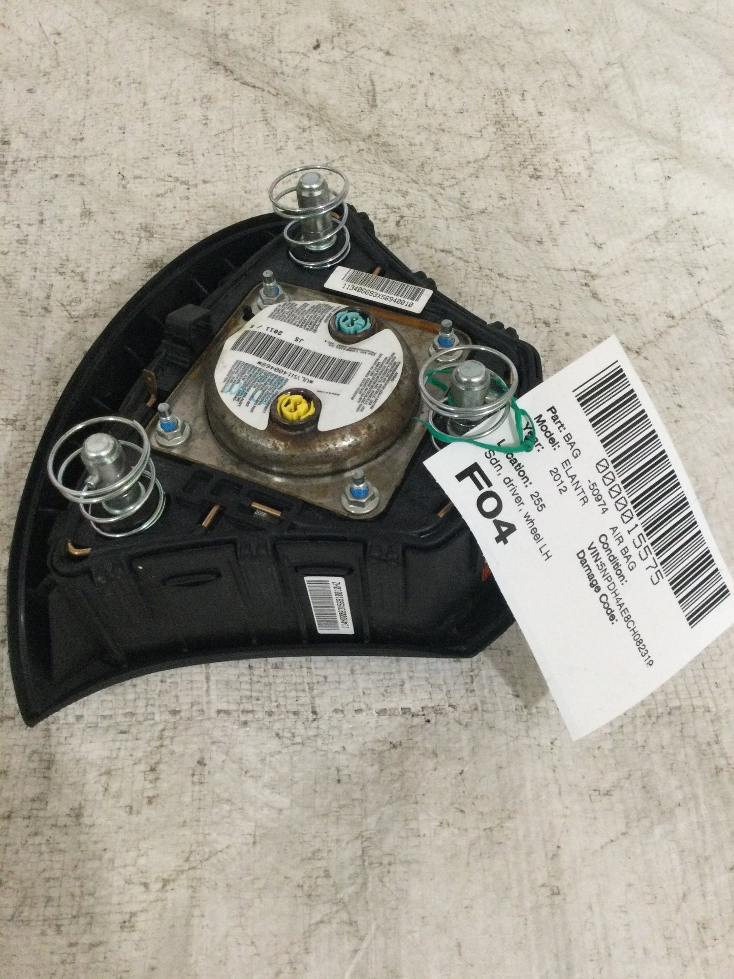 2012 HYUNDAI ELANTRA DRIVER WHEEL AIRBAG