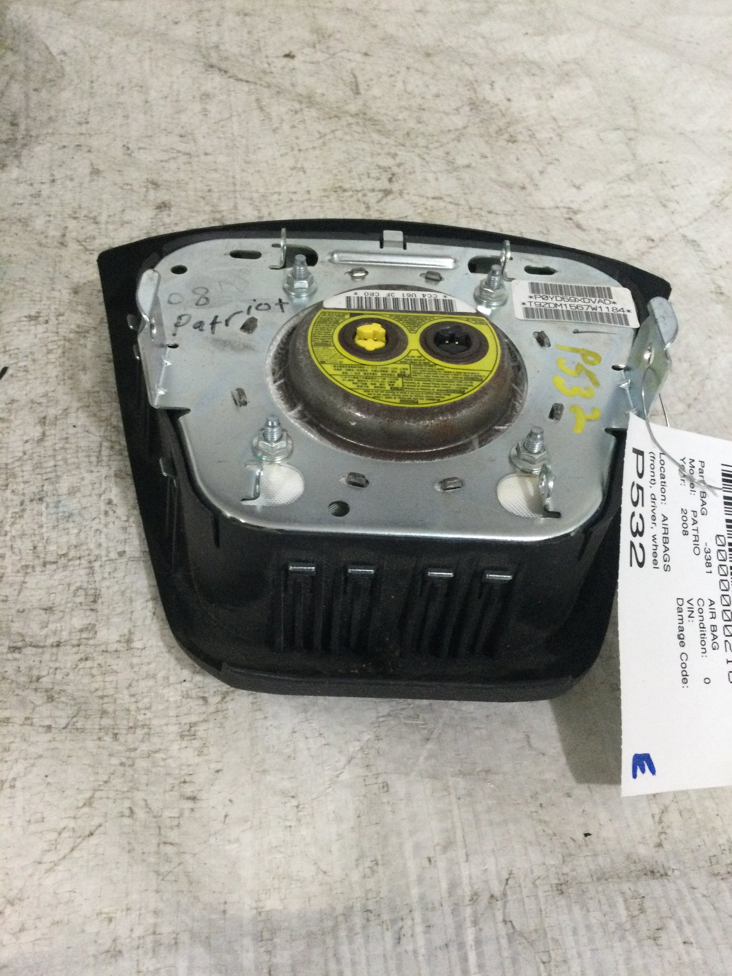 2008 JEEP PATRIOT DRIVER WHEEL AIRBAG