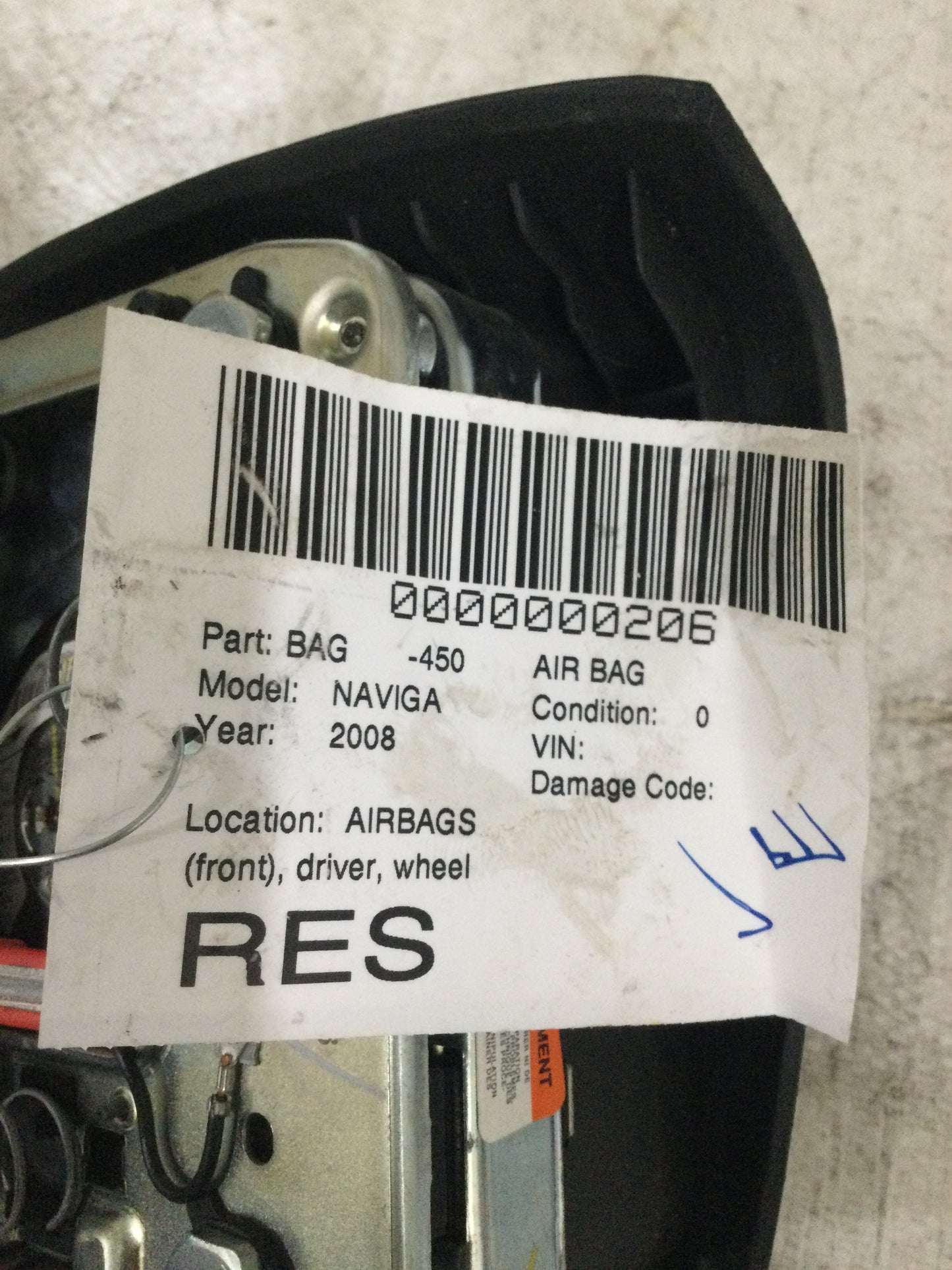 2008 LINCOLN NAVIGATOR DRIVER WHEEL AIRBAG