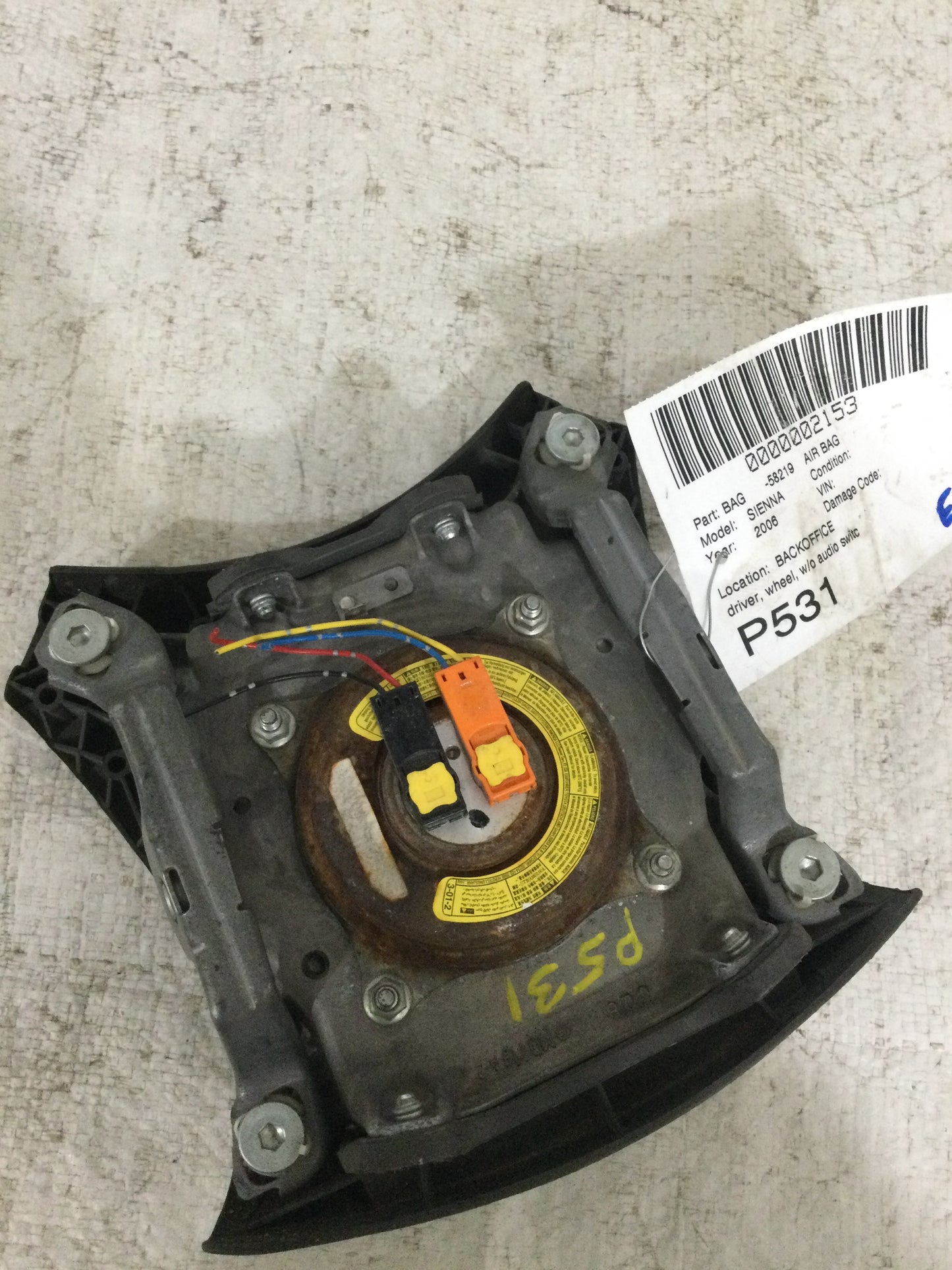 2006 TOYOTA SIENNA DRIVER WHEEL AIRBAG