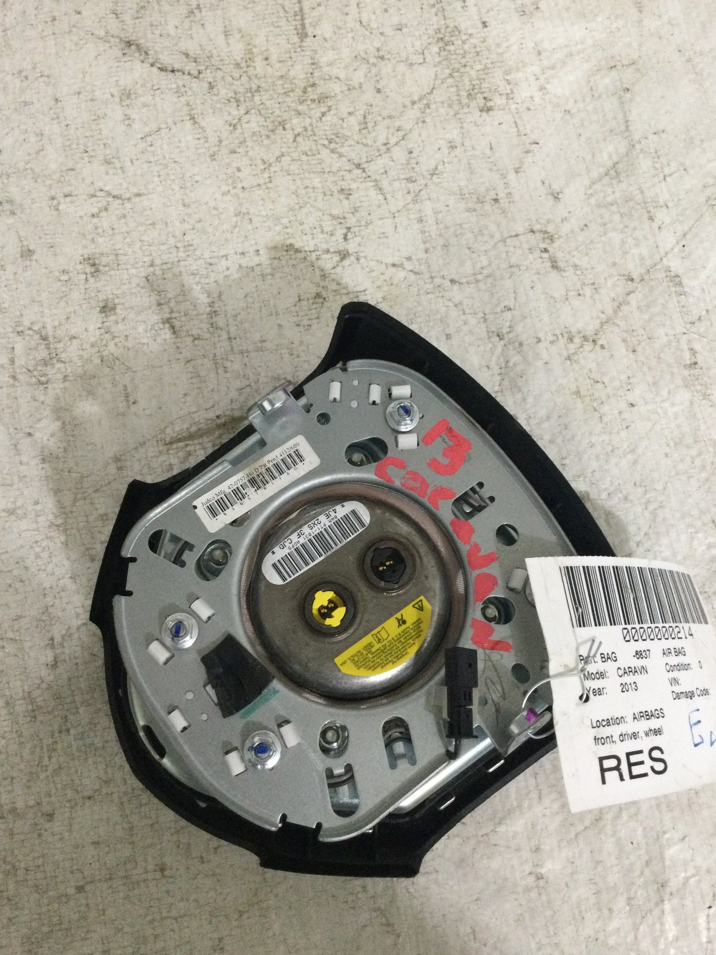 2013 DODGE CARAVAN DRIVER WHEEL AIRBAG