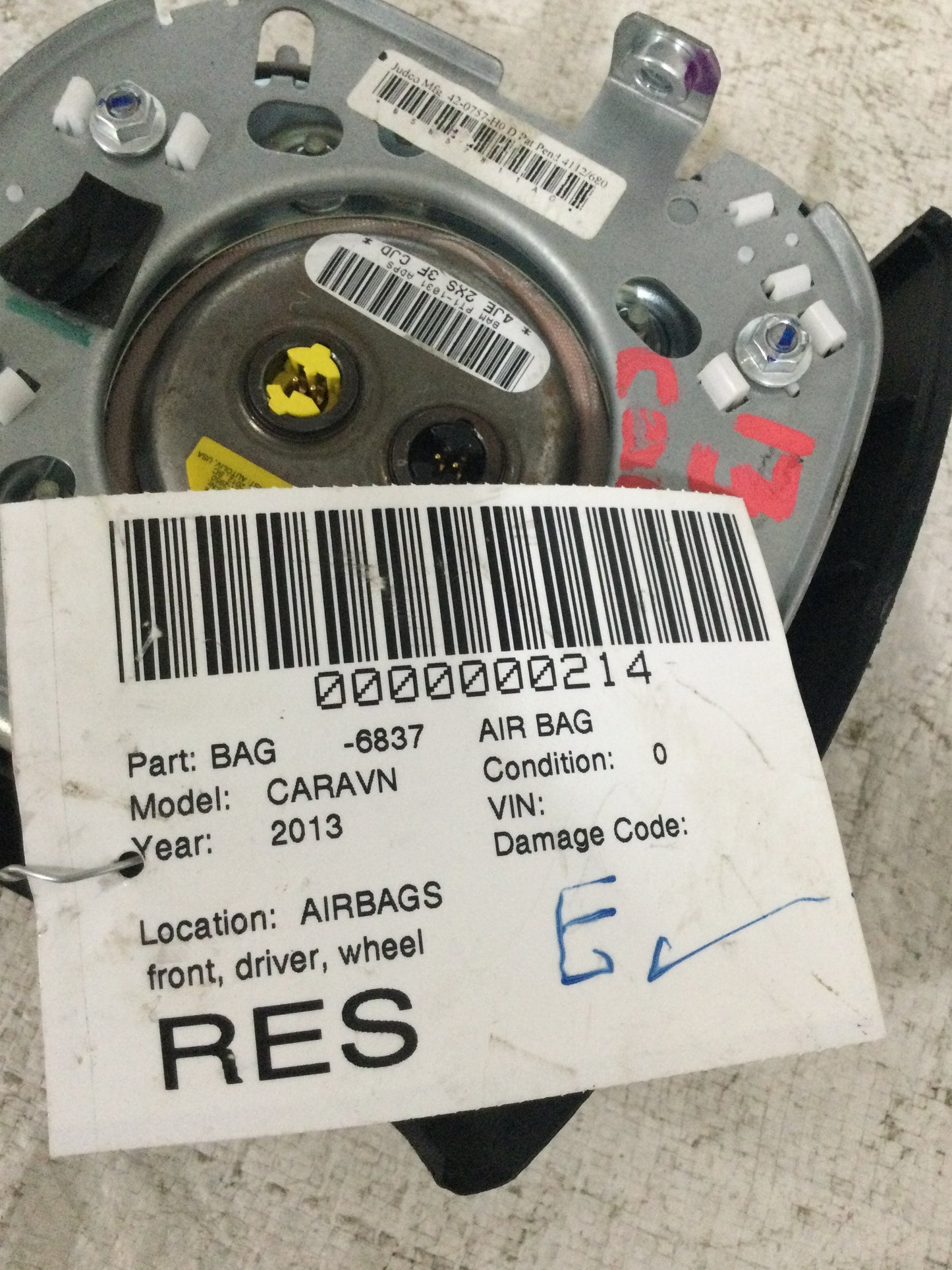 2013 DODGE CARAVAN DRIVER WHEEL AIRBAG