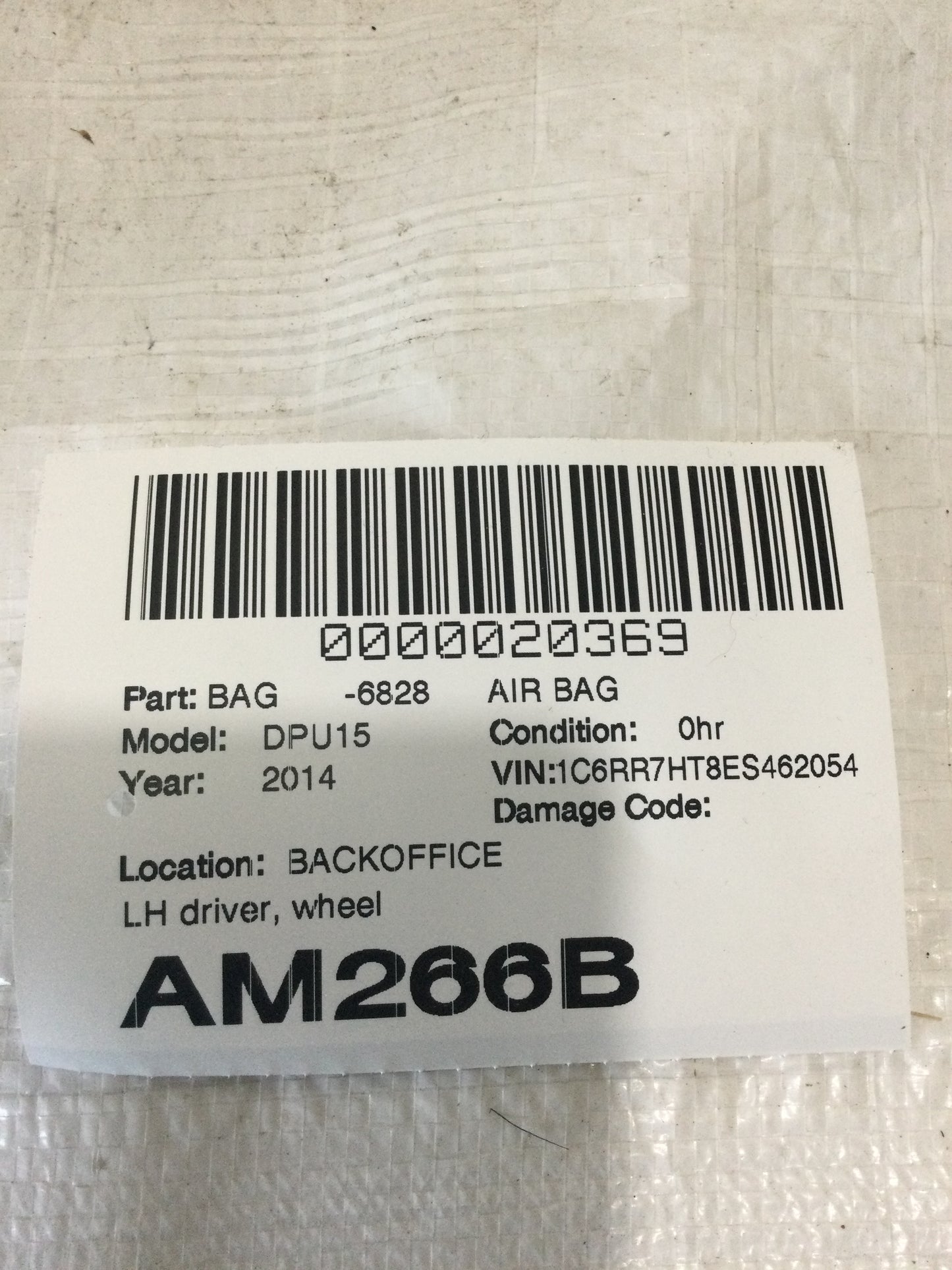 13-18 Dodge RAM OEM MOPAR Driver Bag P1EF19DX9AH