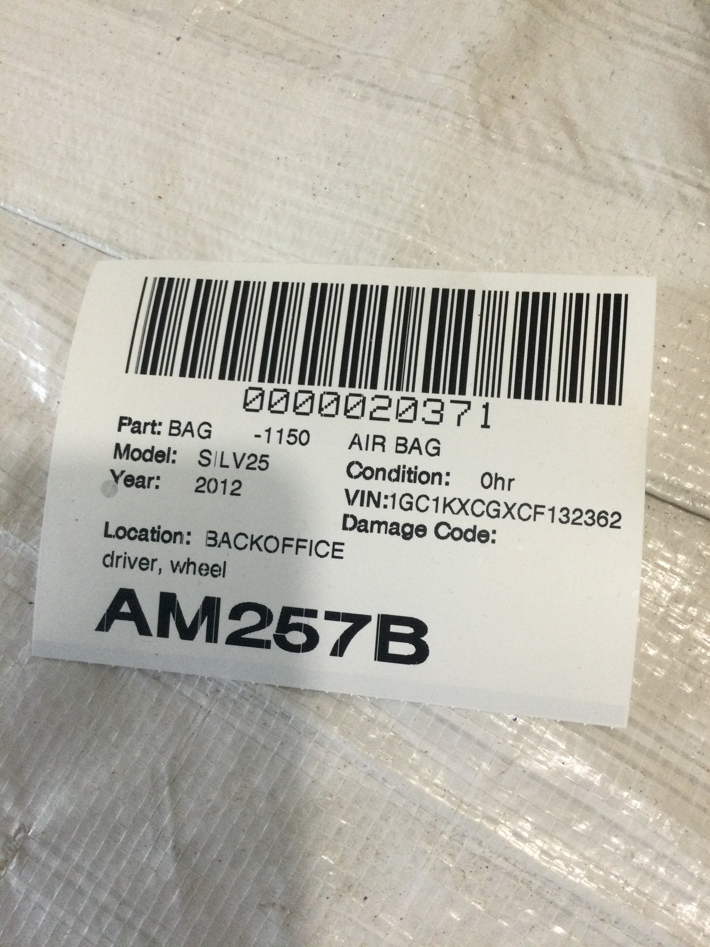 Ebony Steering Wheel Airbag |2011 2012 Chevrolet Silverado 1500 2500 3500 - 20928232