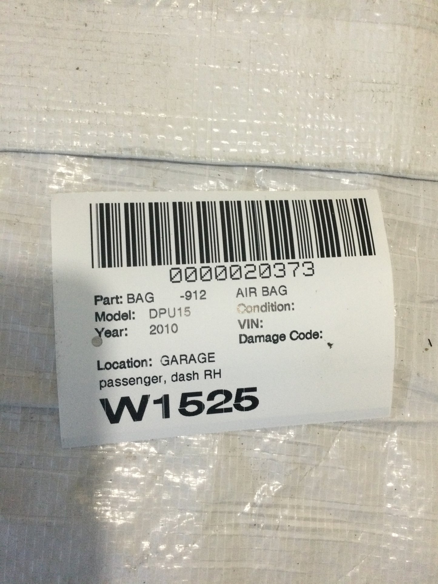 10-17 Dodge Ram1500 Pickup Passenger Dash Air Bag 15082 05057495AC