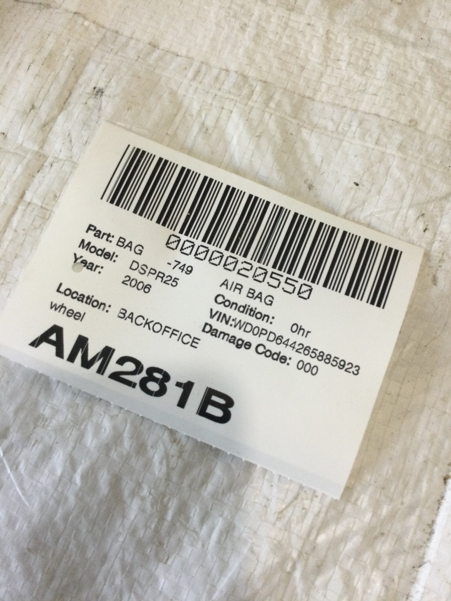 2002-2006 Sprinter 2500 3500 Driver Left Steering Wheel Air Bag