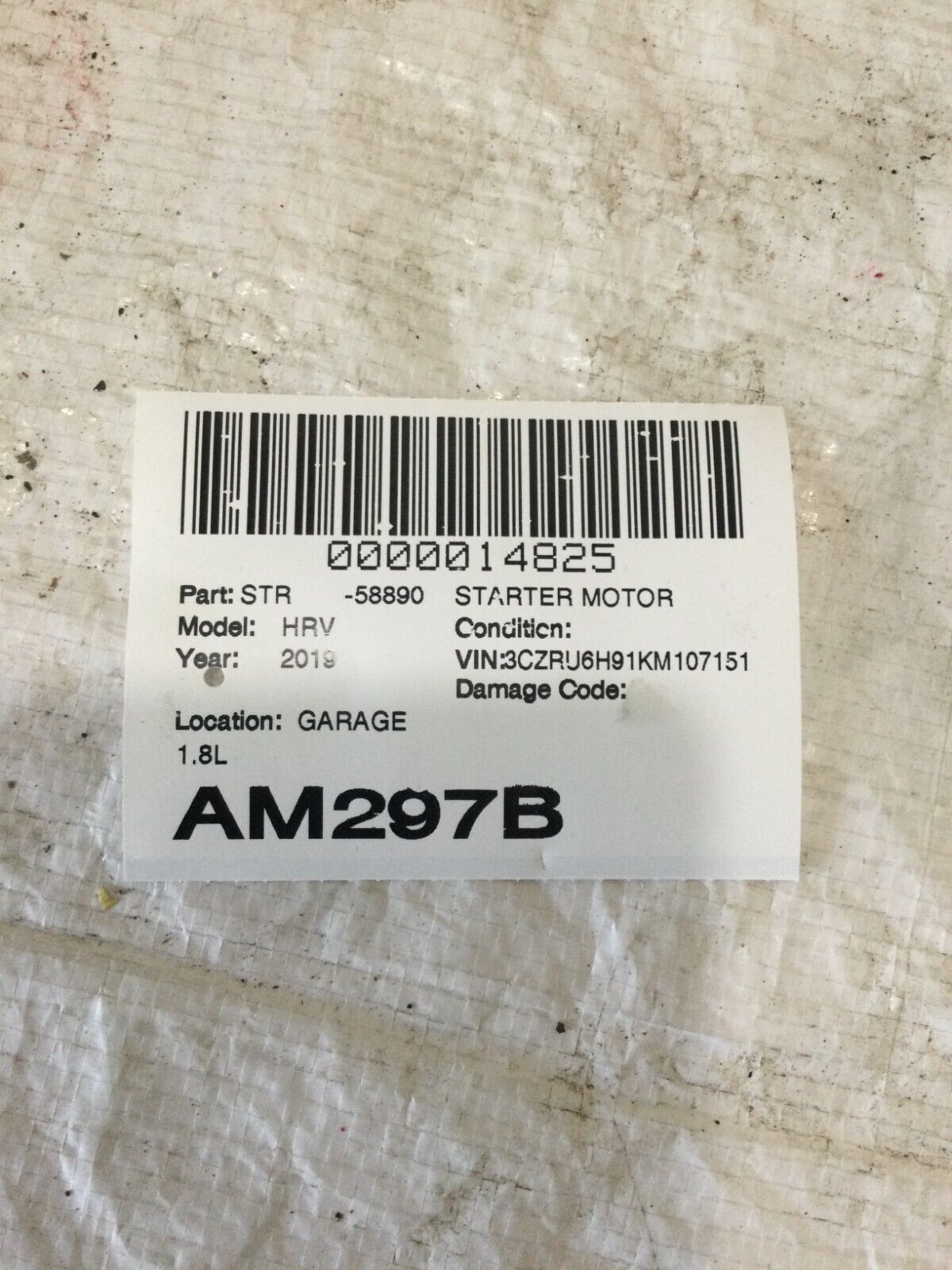 2019 Honda HR-V Engine Starter Motor 0561889 OEM