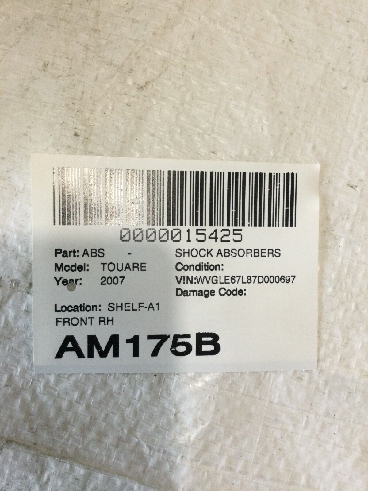 2007 Volkswagen Touareg Front Right Air Shock Strut Absorber 7L6412022AG OEM