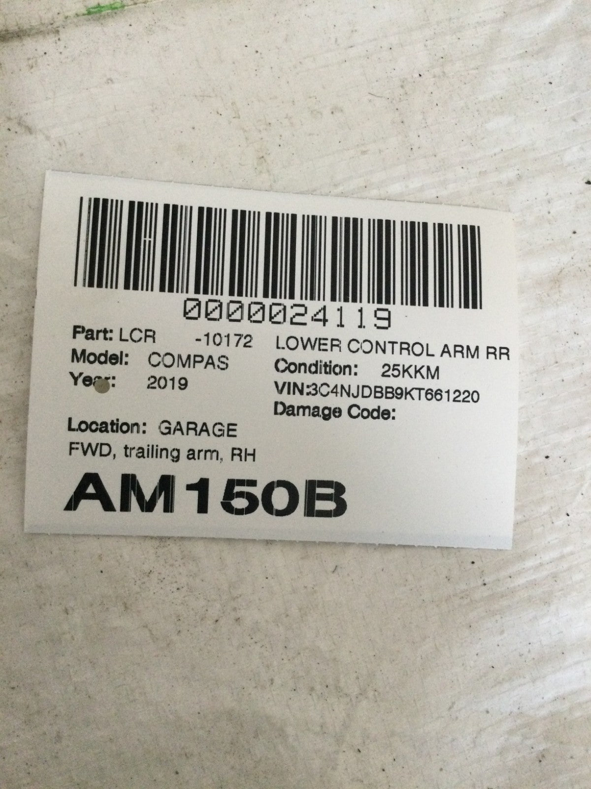 2017-2022 Jeep Compass Rear Right  Lower Control Arm OEM 00051945317