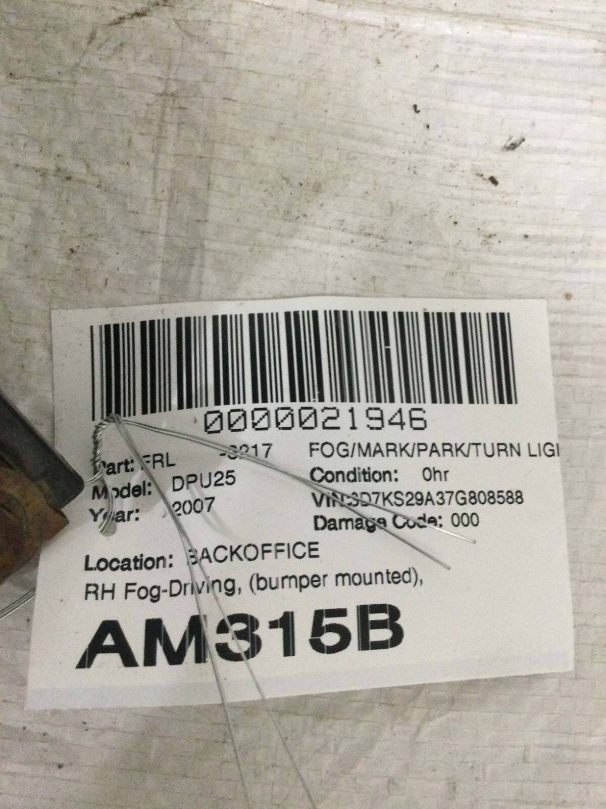 2007 Dodge Ram 2500 Right Fog Lamp Assembly OEM