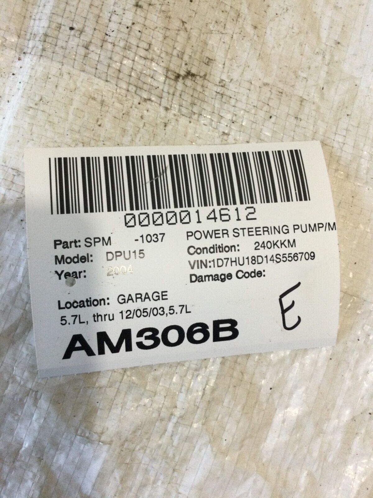 2004 Dodge Ram 1500 Power  Steering Pump  52113454AH OEM