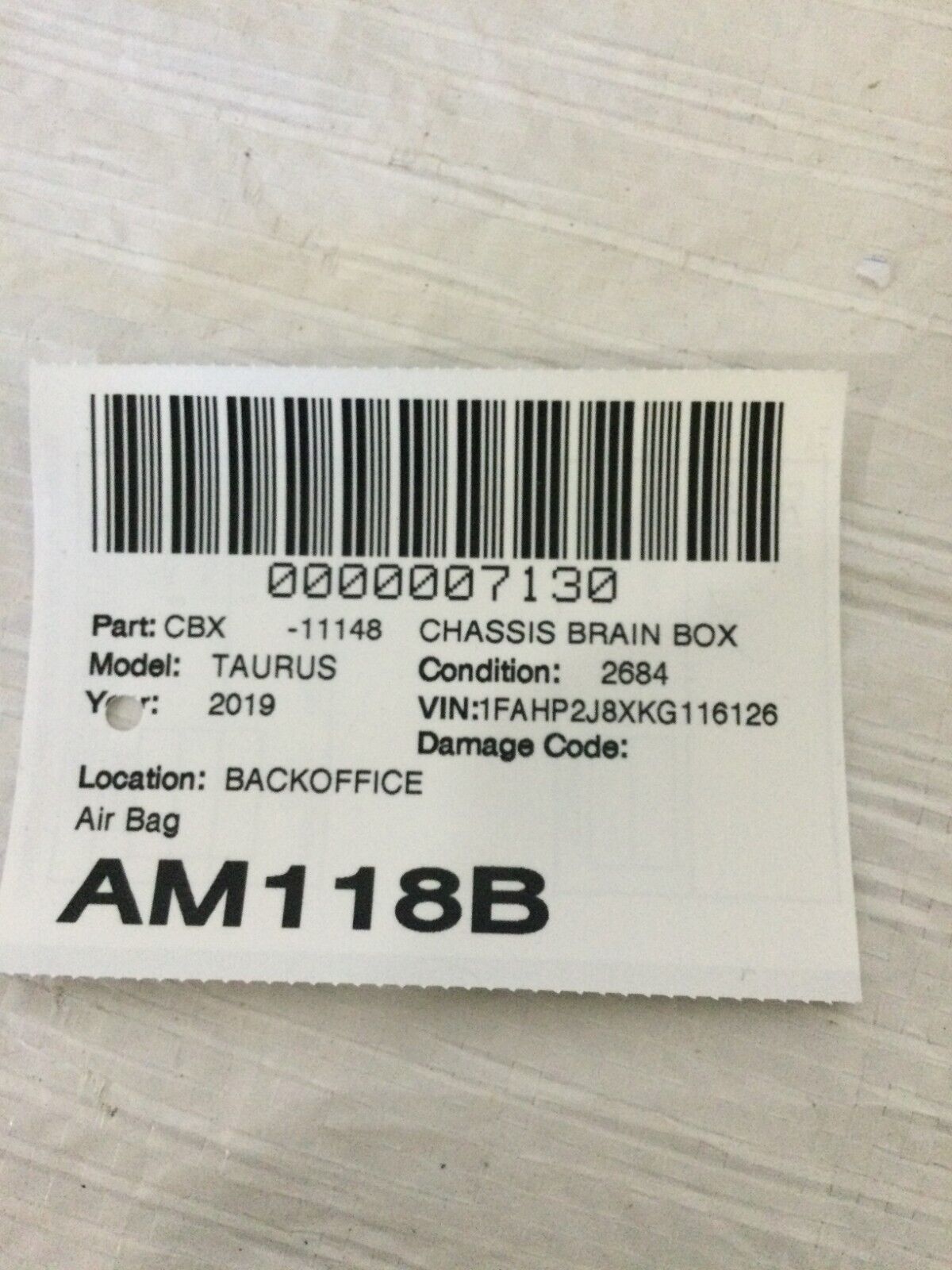 2017-2019 Ford Taurus SRS Control Module OEM HG13-14B321-AA