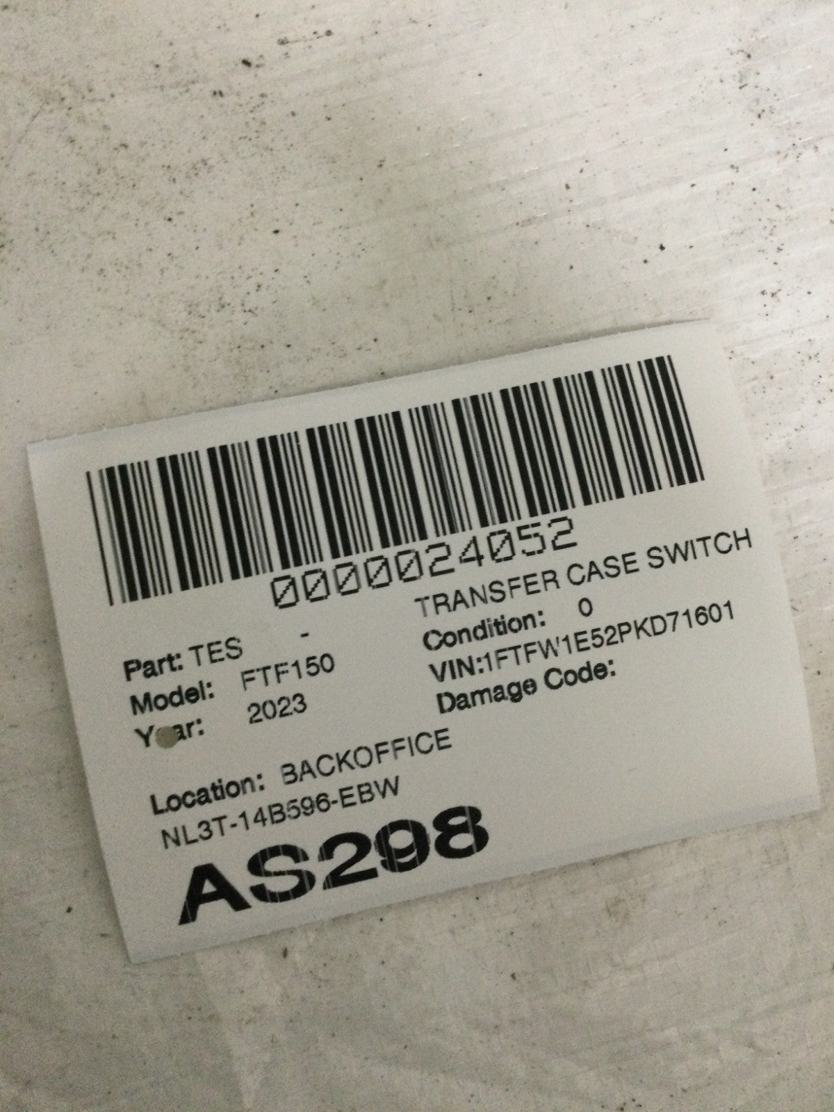 2023 Ford F-150 5.0L Transfer Case Mode Switch OEM NL3T-14B596-EBW