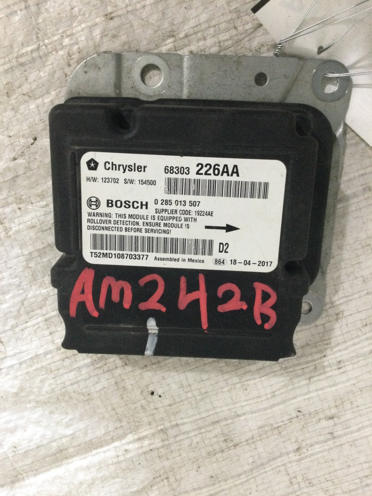 2017 Dodge Ram 3500 Restraint Control Module OEM 68303226AA