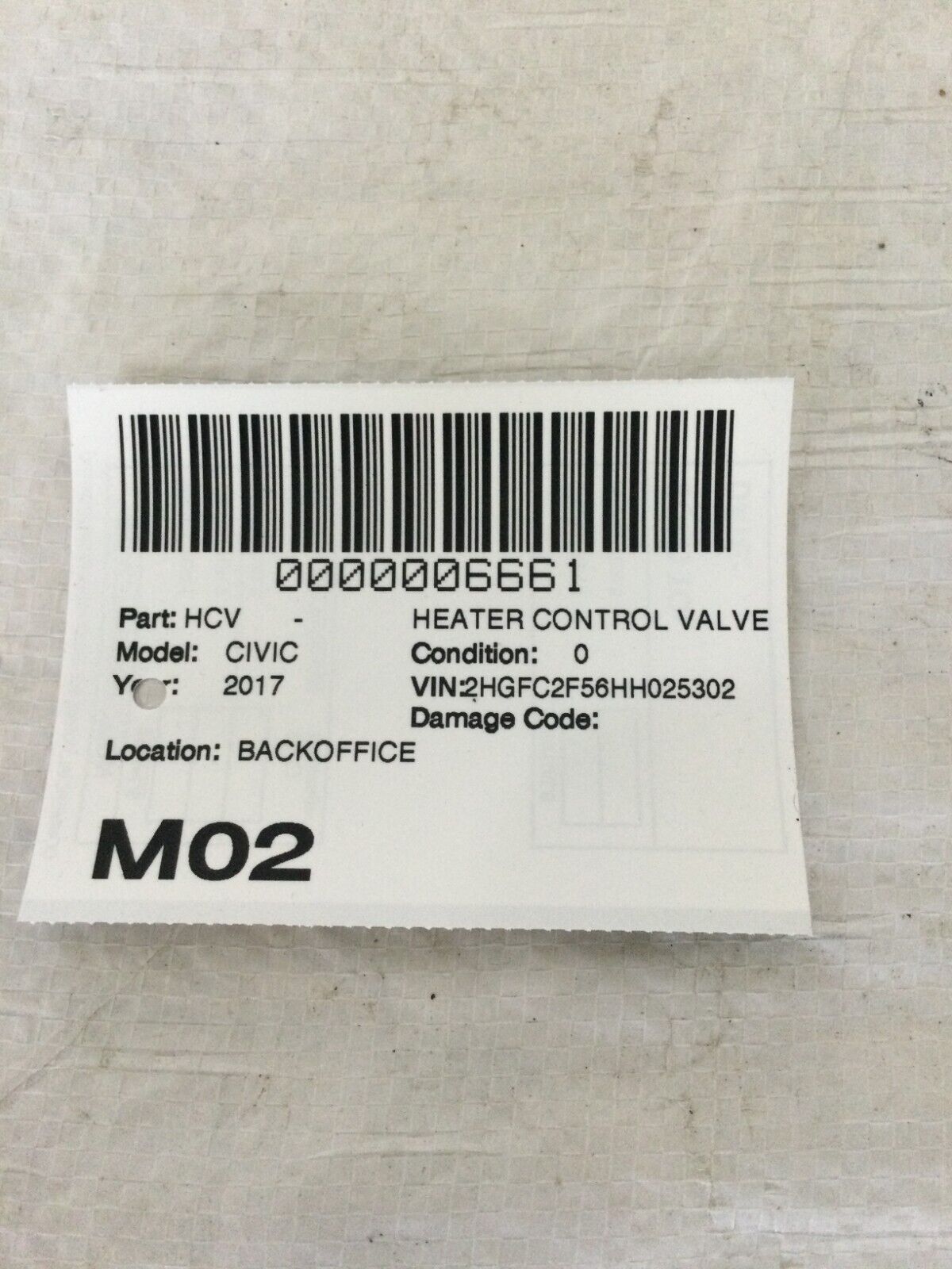 2017 Honda Civic Heater Control Valve Actuator OEM C6Y20D
