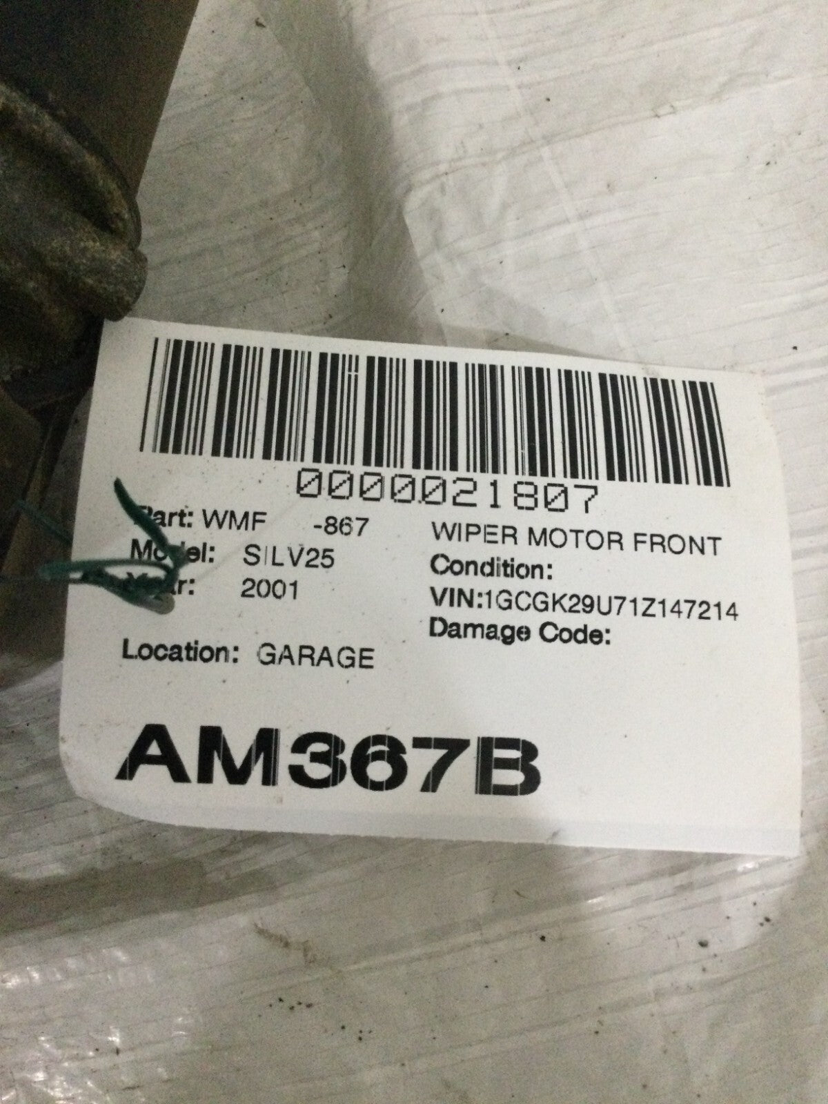 2001 Chevrolet Silverado 2500 Windshield Wiper Motor With Linkage OEM