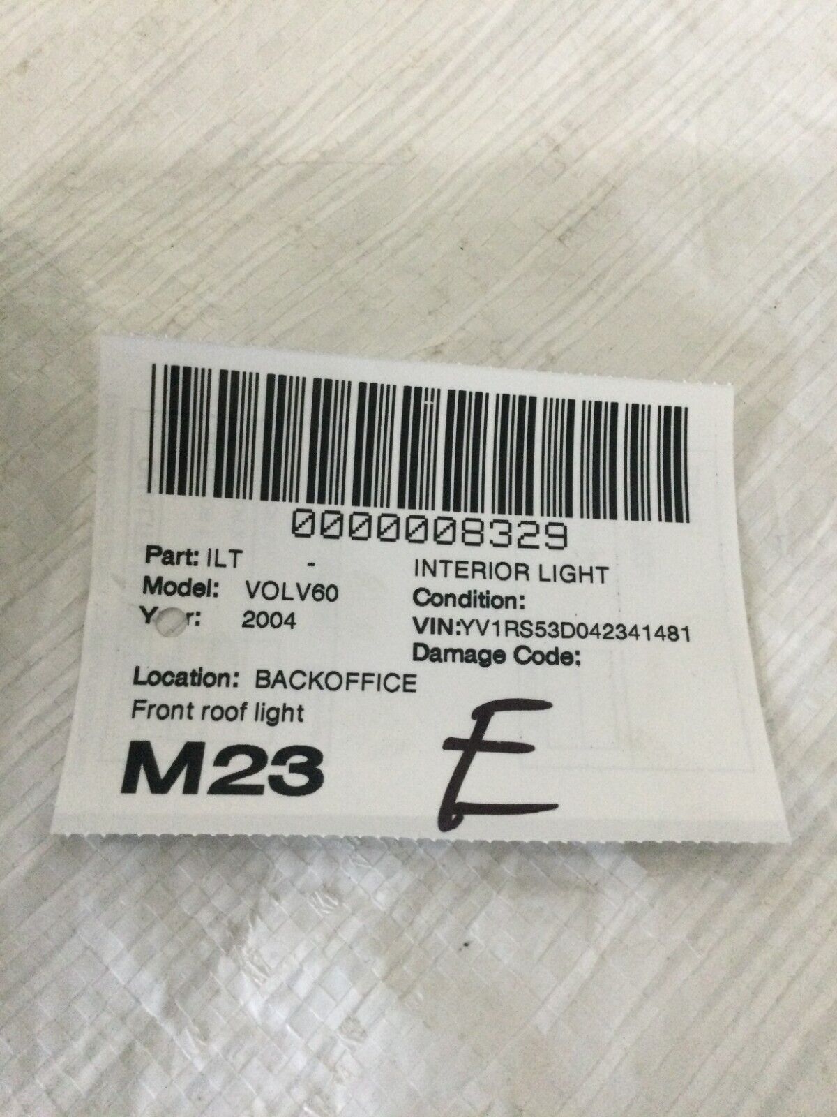 2004 Volvo S60 Overhead Console Dome Light Control 8685433 OEM