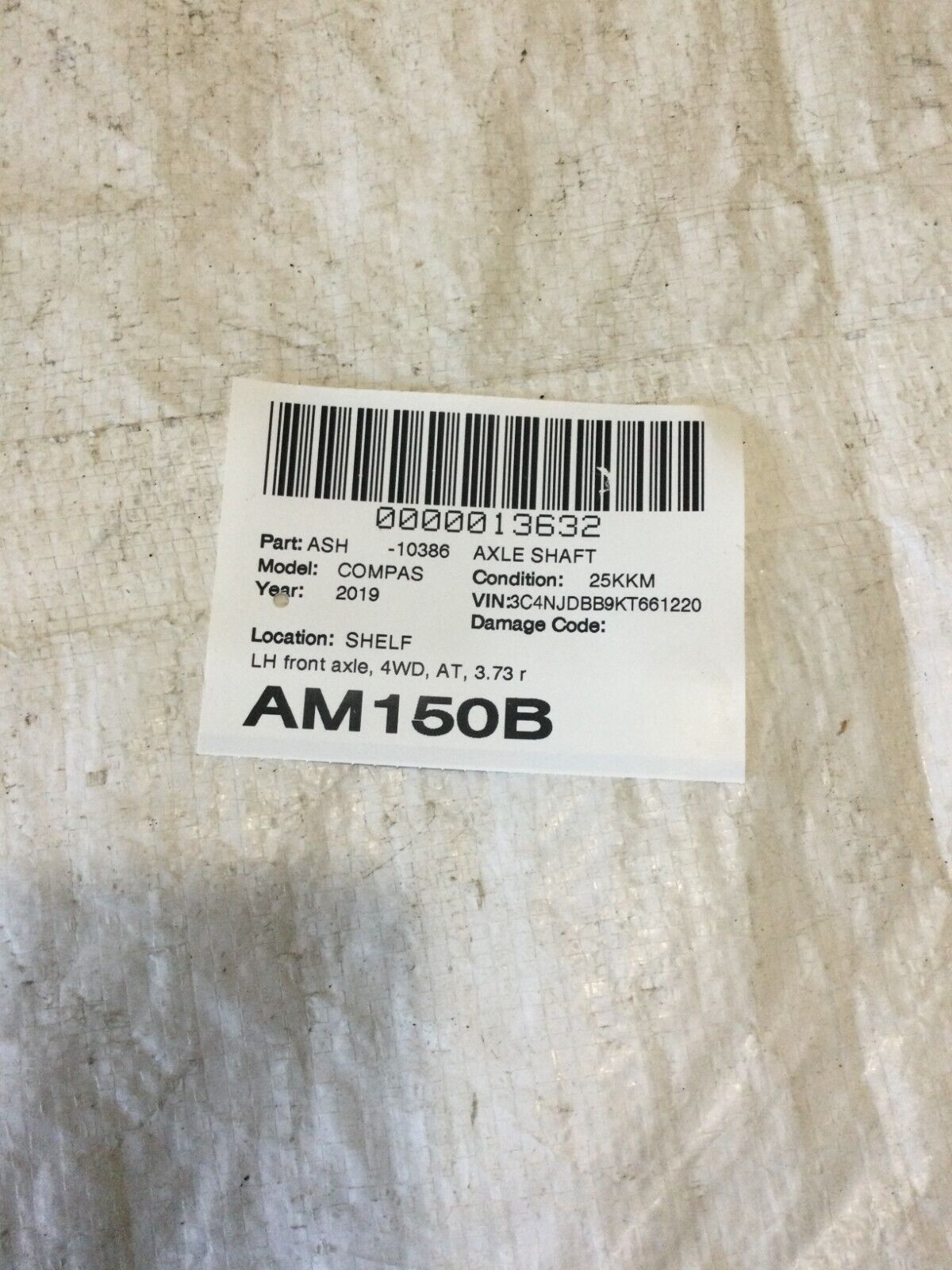 2017-2022 Jeep Compass 4WD Front Left Side Axle Shaft OEM 68287865AA