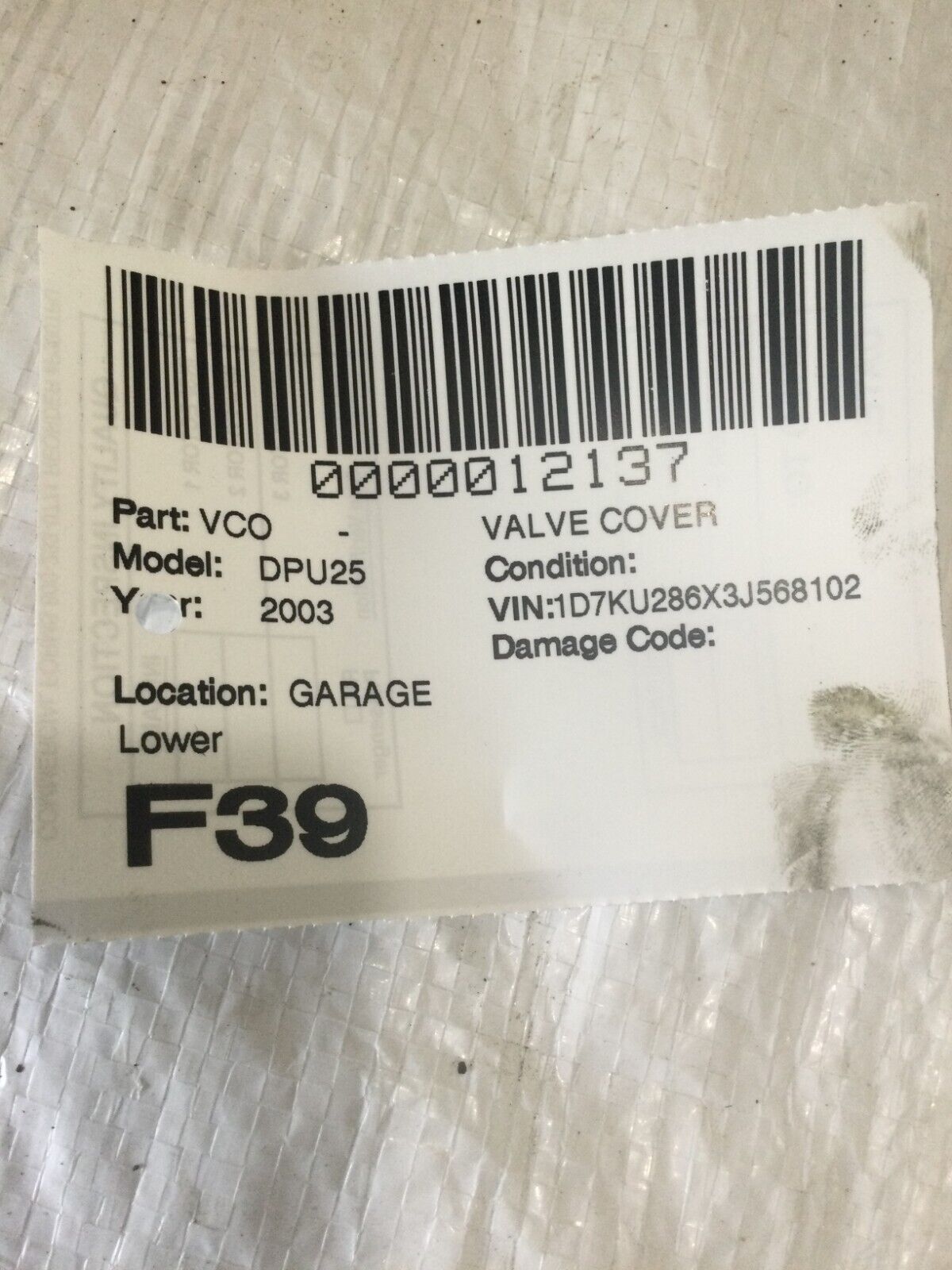 2003-2005 Dodge Ram 2500 5.9L Turbo Diesel Lower Valve Cover 153624 OEM