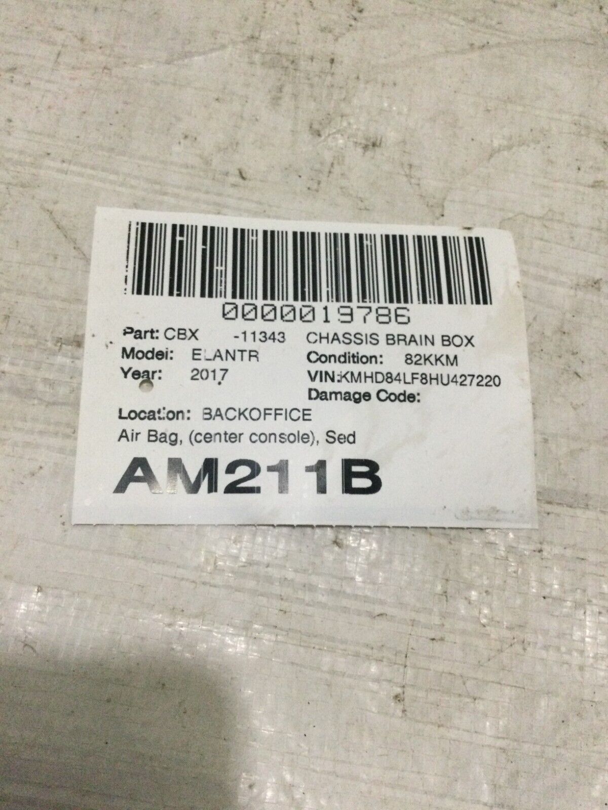 2017-2019  Hyundai Elantra  SRS Restraint Control Module 95910F2000 OEM