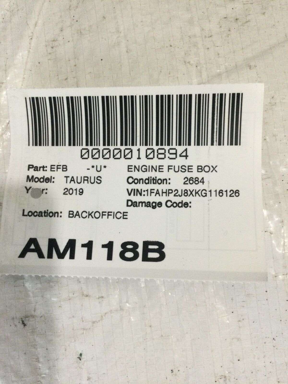 2017-2019 Ford Taurus 3.5L Turbo Engine Bay Fuse Box Relay Module OEM