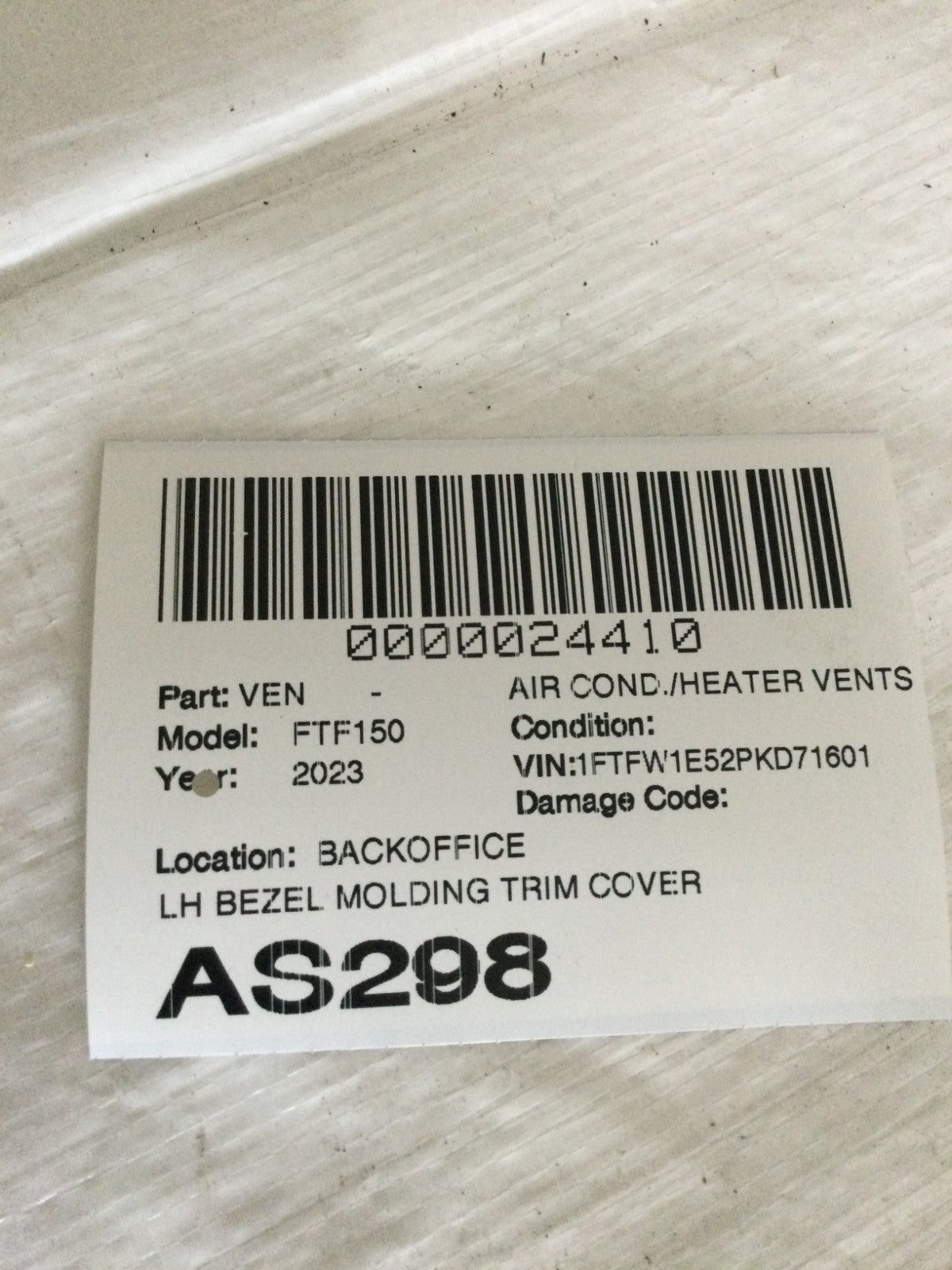 2023 Ford F-150 Front Left Air Vent Trim Cover Panel OEM NL3B 15044B79 BA3LPR