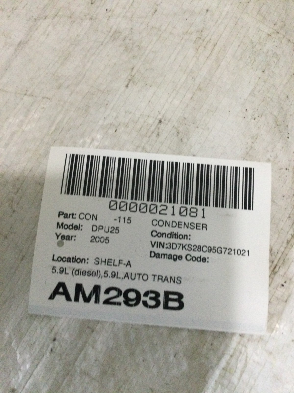 2005 Dodge Ram 2500 5.9L Diesel Condenser OEM