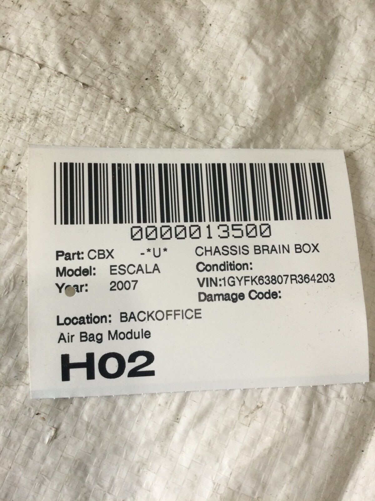 2007-2009 Cadillac Escalade ESV SRS Rollover Module Sensor 15913905 OEM
