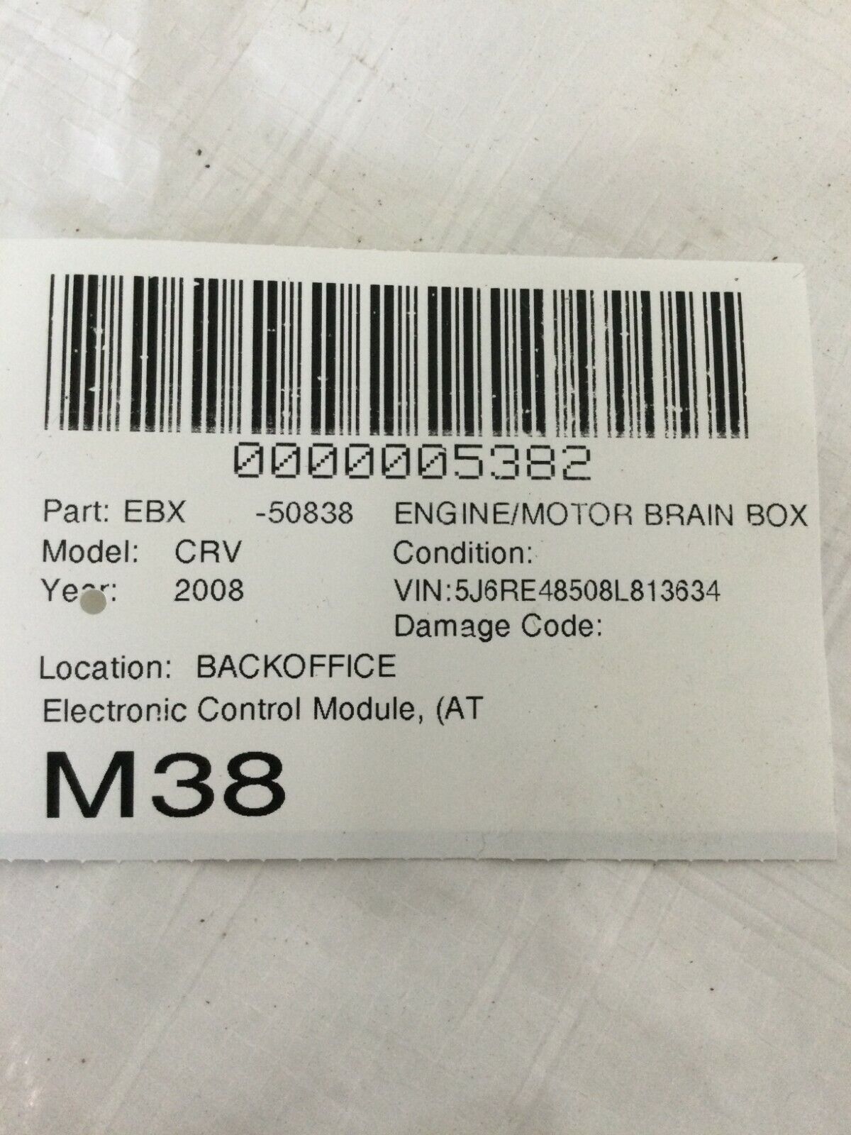 2007-2009 Honda CR-V Engine Computer Unit ECU PCM 37820-RZA-A76 OEM