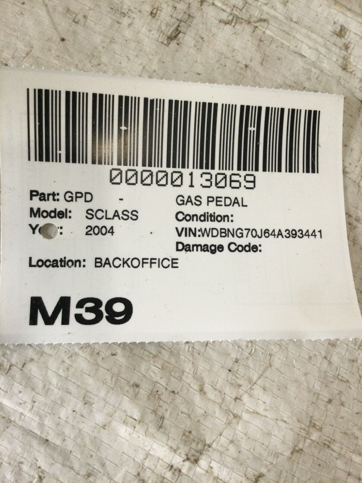 2004 Mercedes Benz S430 S Class Gas Pedal OEM A2203000104