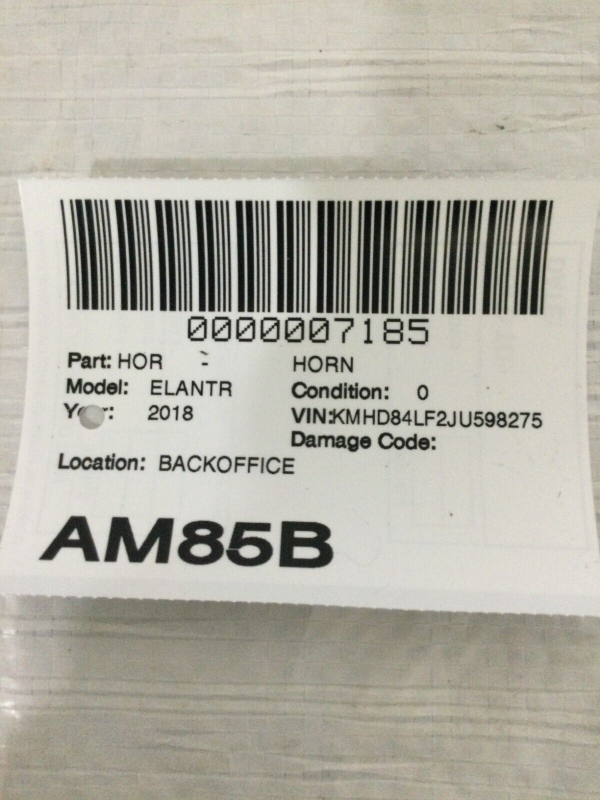 2018 Hyundai Elantra Low Tone Horn OEM