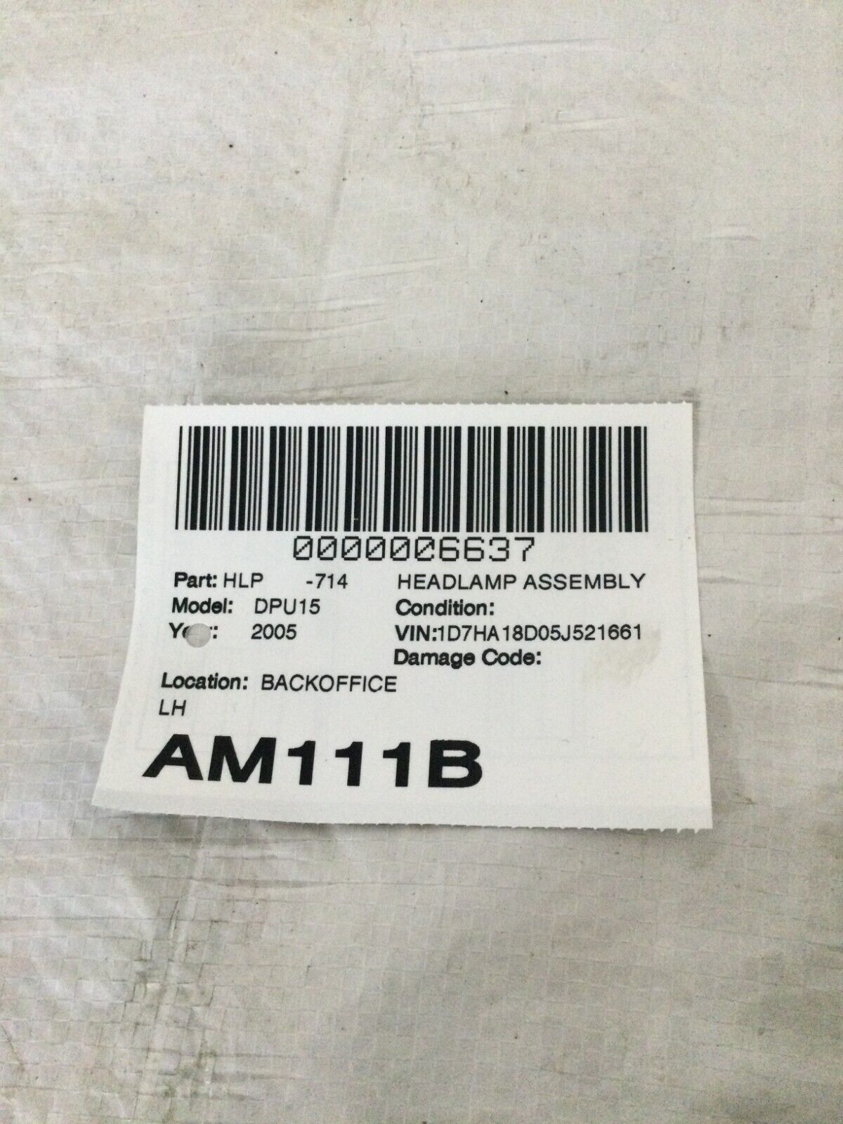 2002-2005 Dodge Ram 1500 Head Light Driver Left  Side 55077121AG OEM LH