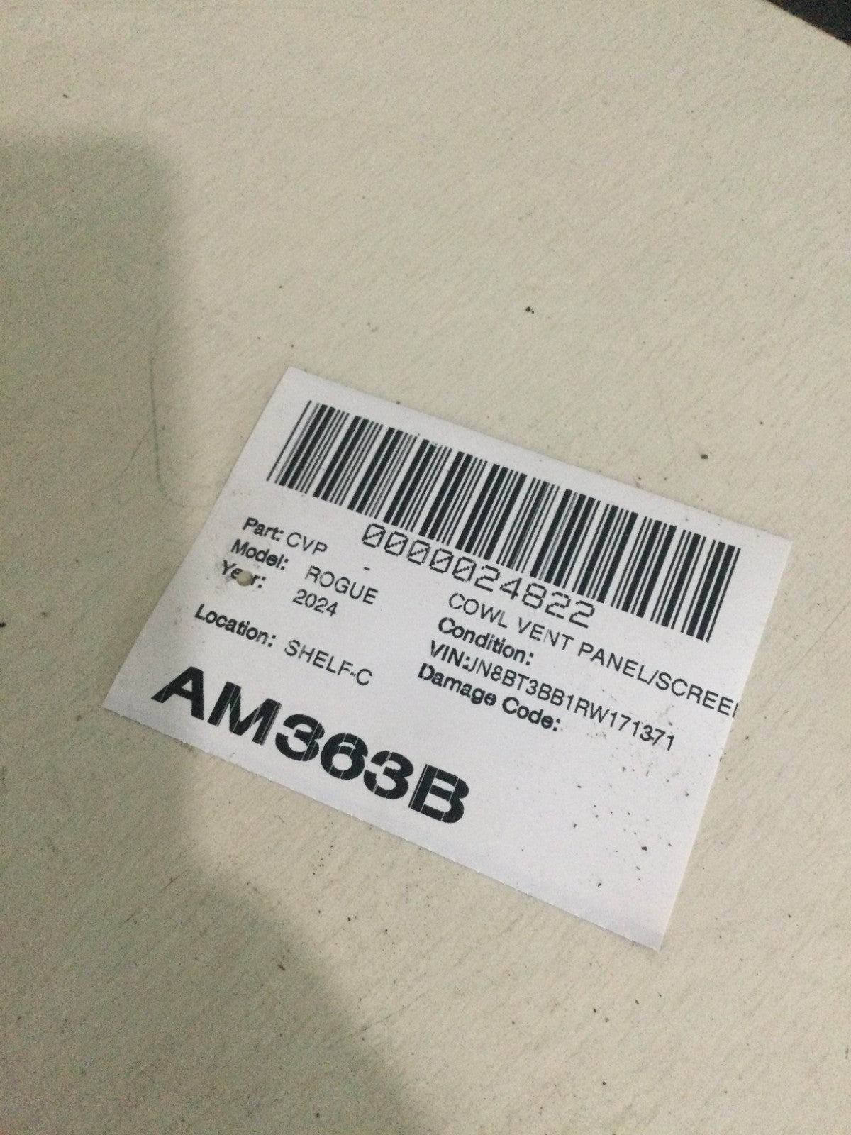 2024 Nissan Rogue 1.5L Cowl Grille OEM 66862 6RP0A
